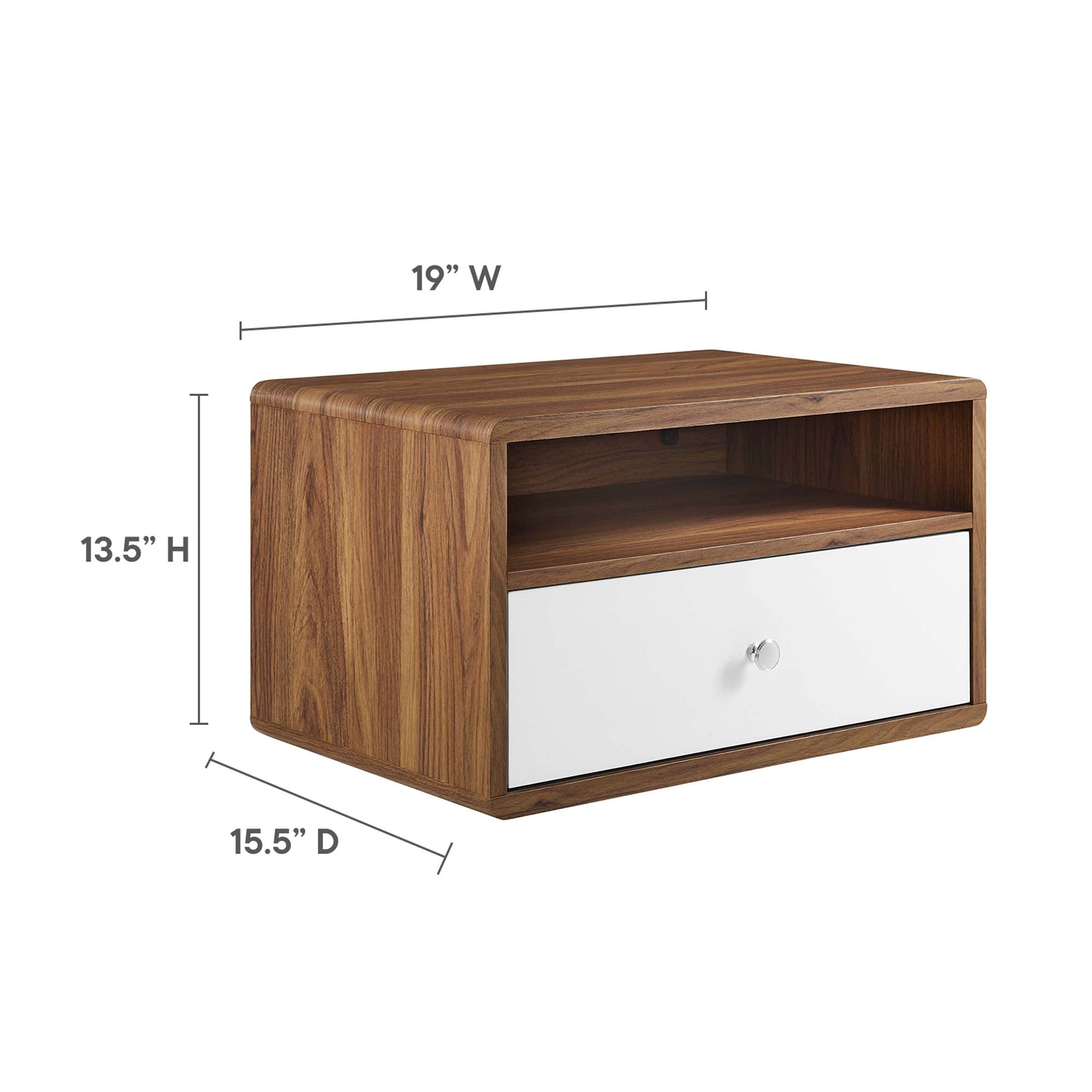 Transmit Wall Mount Nightstand in Walnut White