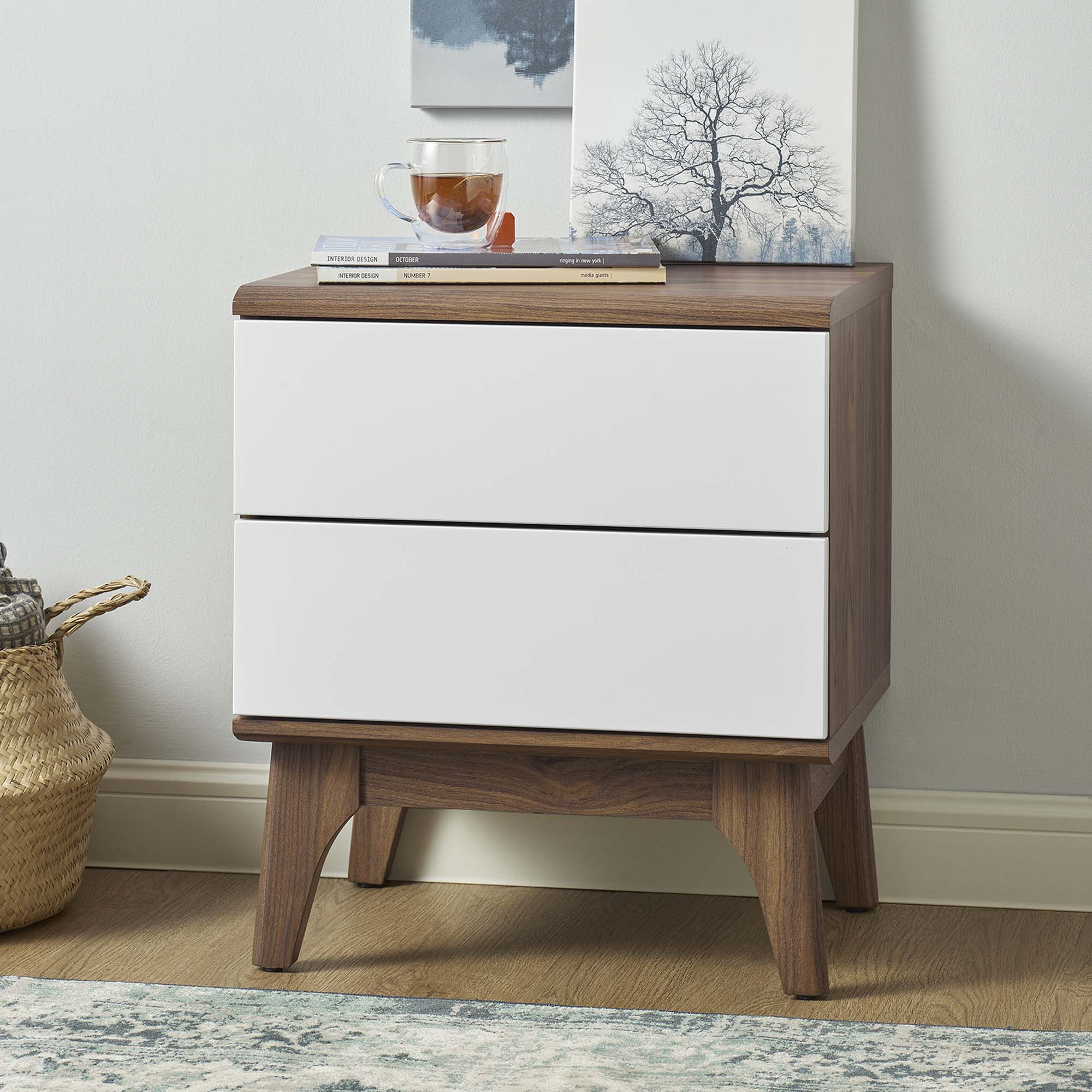 Envision 2-Drawer Nightstand in Walnut White