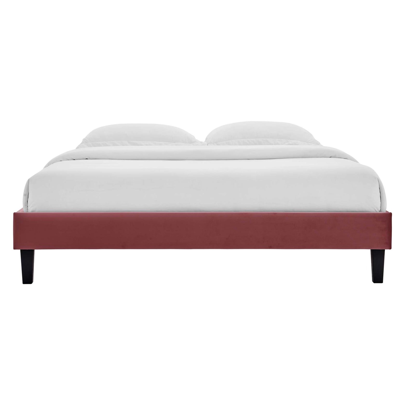 Colette Performance Velvet Platform Bed With Black Wood Legs