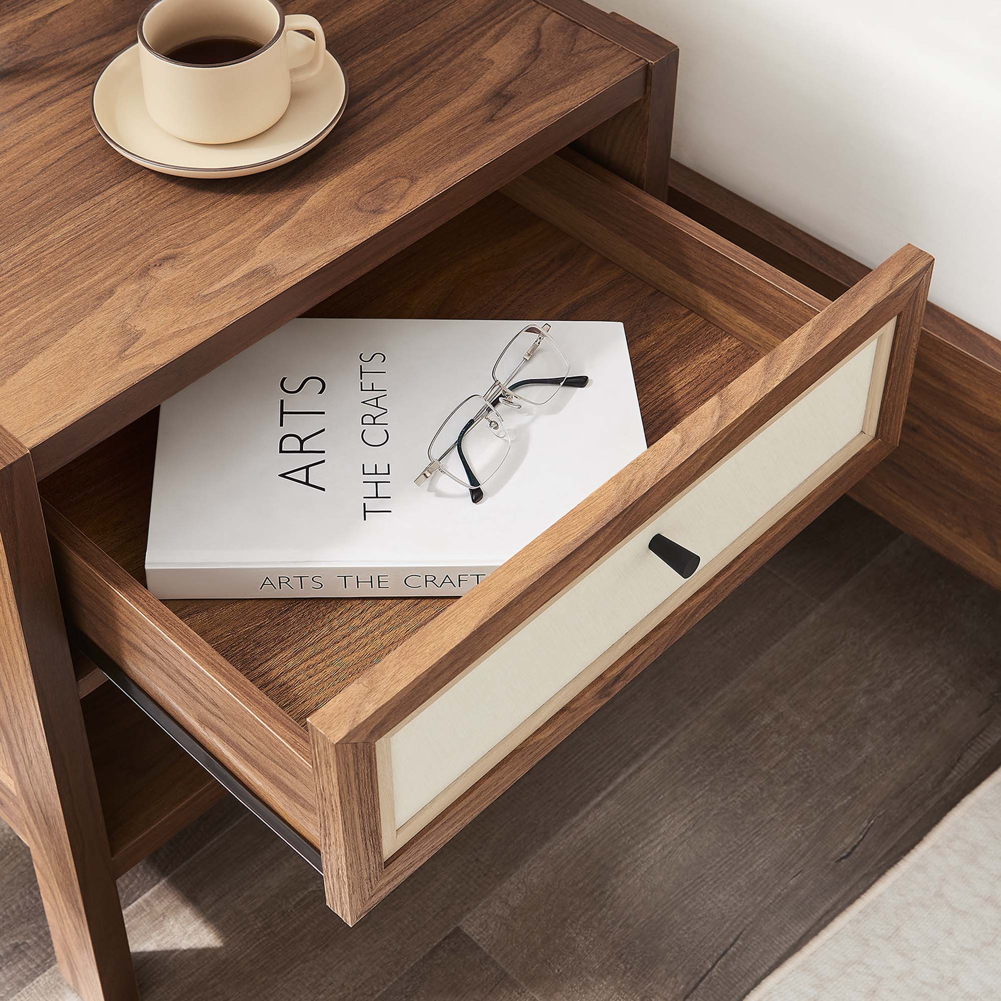 Capri Wood Grain Nightstand in Walnut