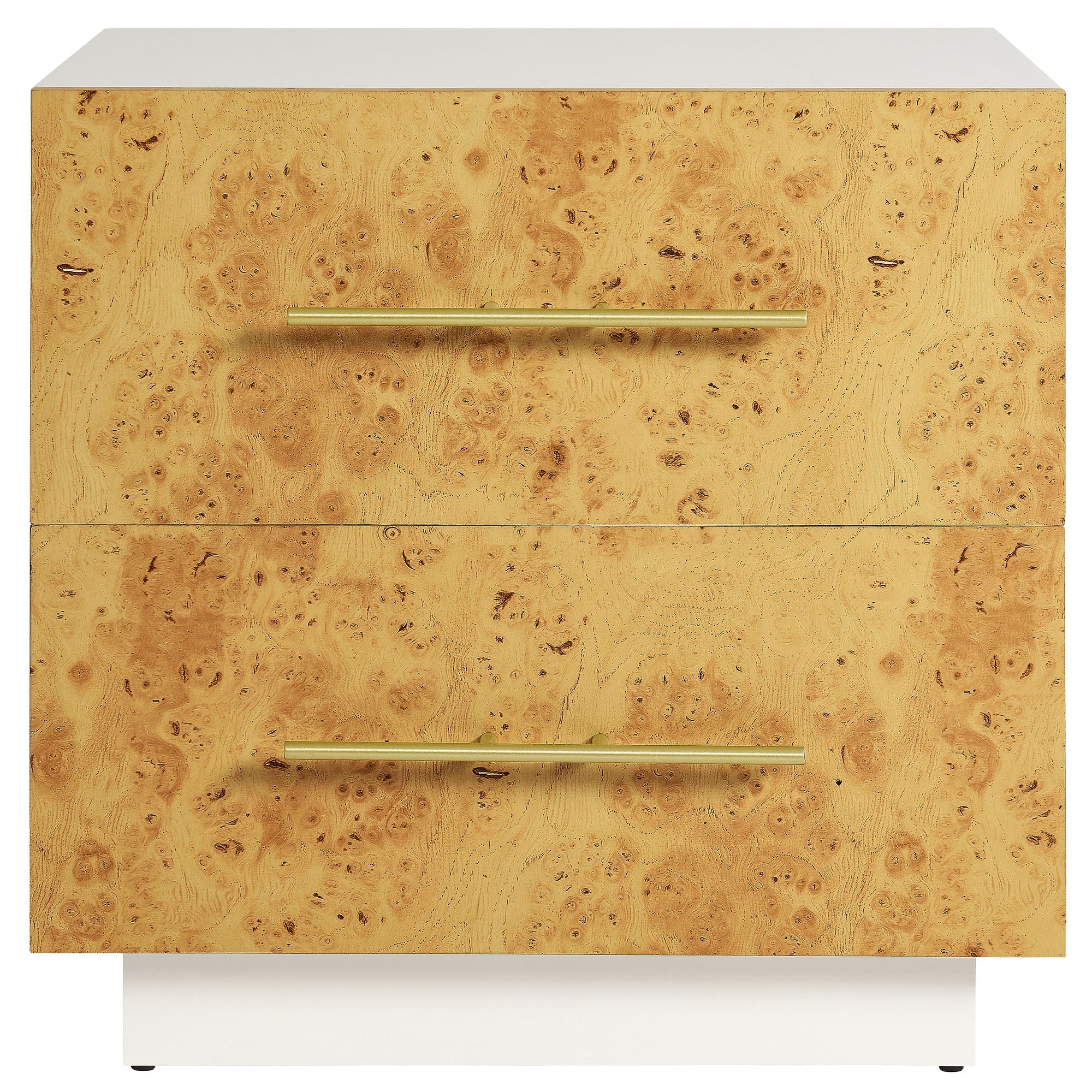 Abel 2-Drawer Burl Wood Nightstand in White Bleached Burl