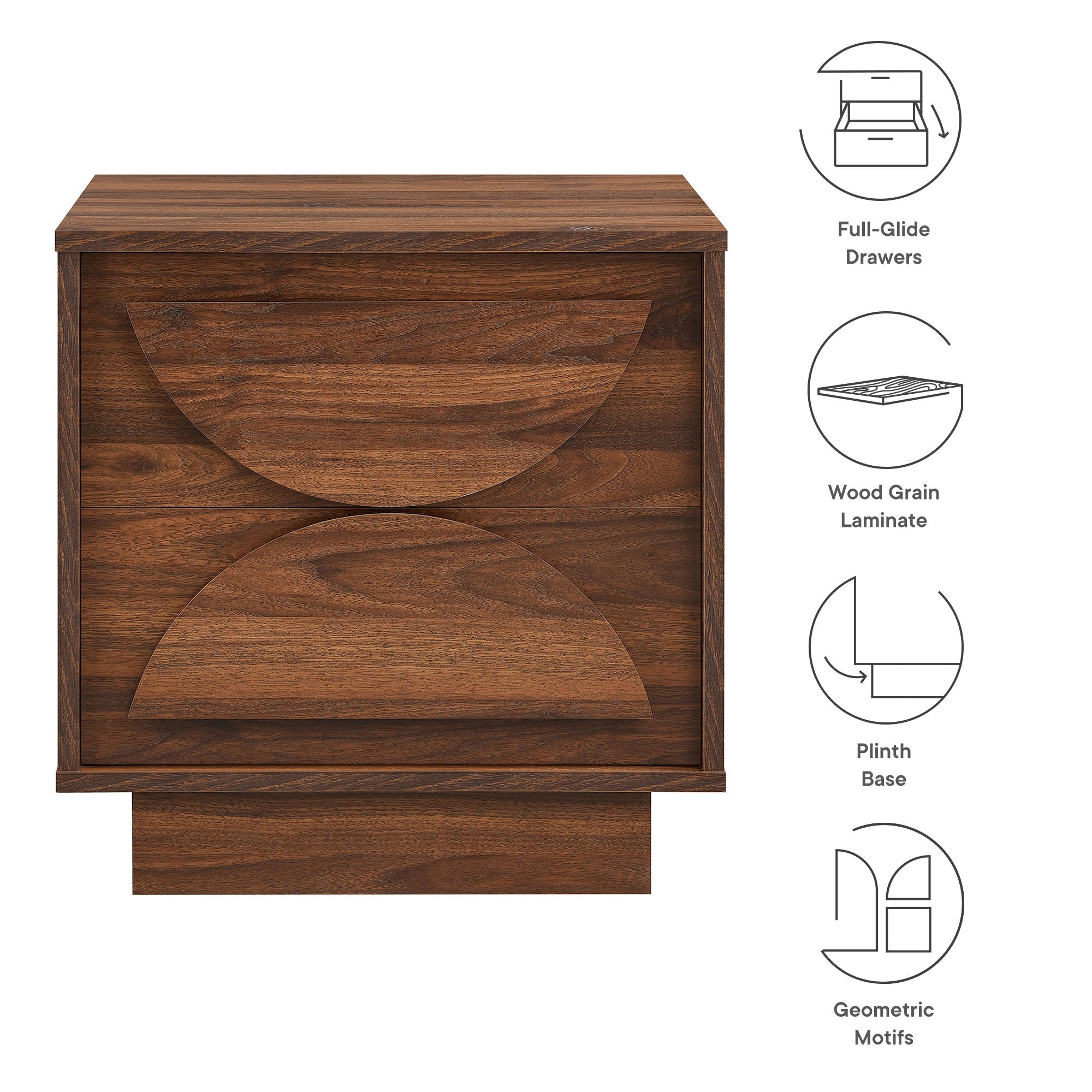 Bulwark 2-Drawer Nightstand in Walnut