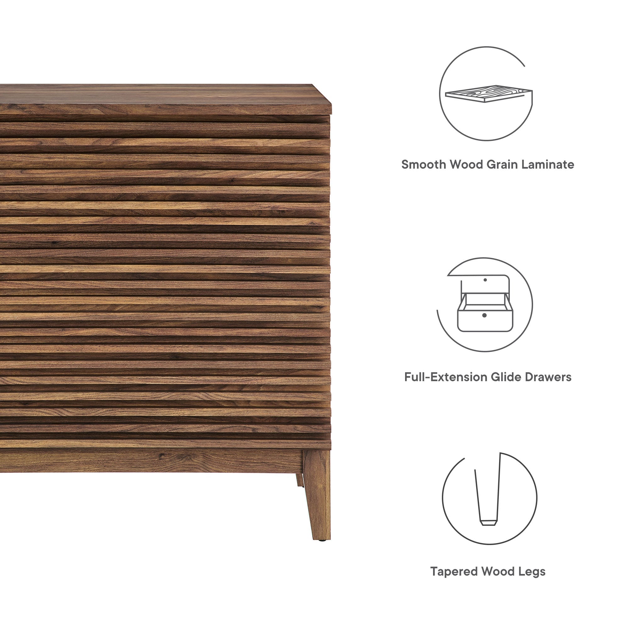 Render Large 3-Drawer Nightstand in Walnut