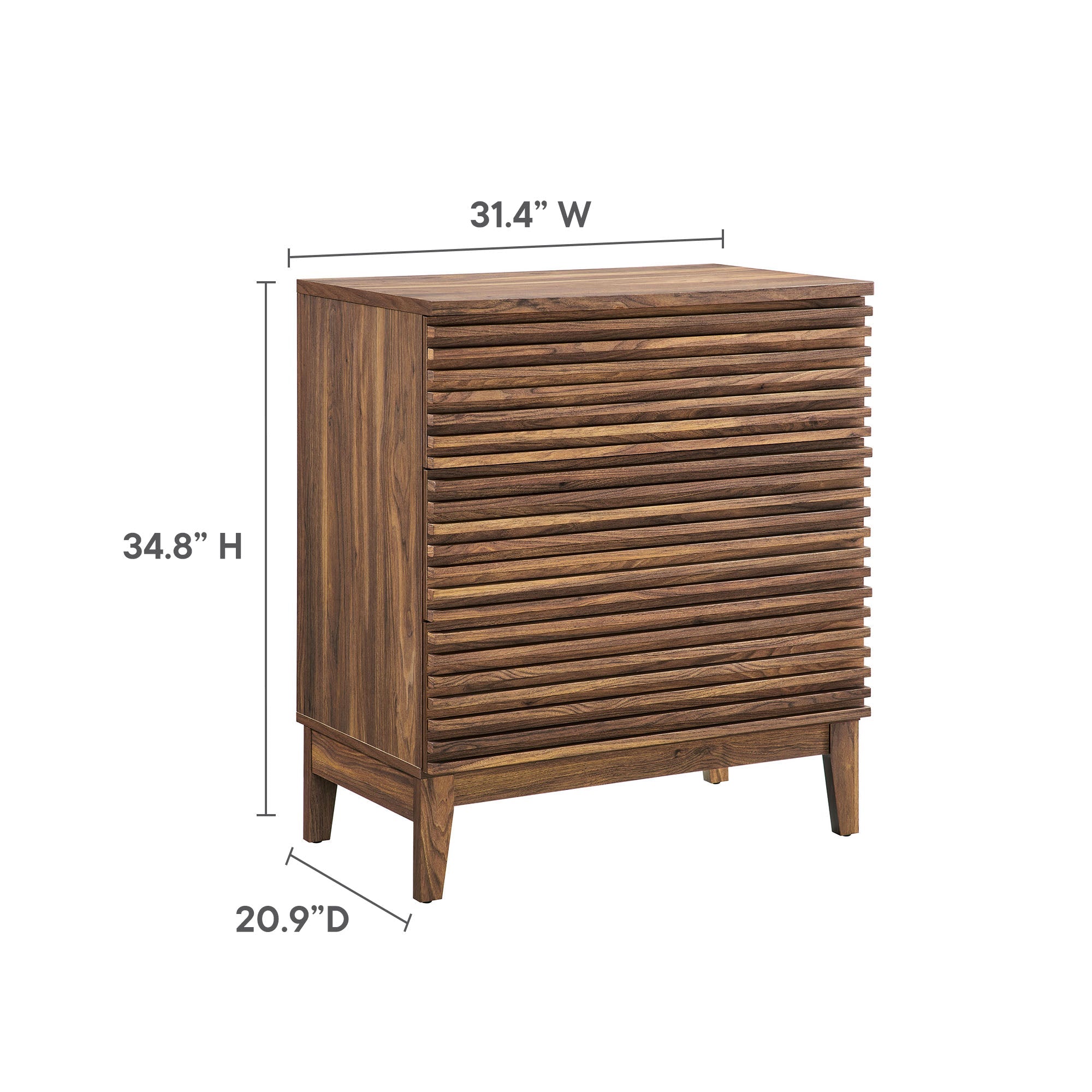 Render Large 3-Drawer Nightstand in Walnut