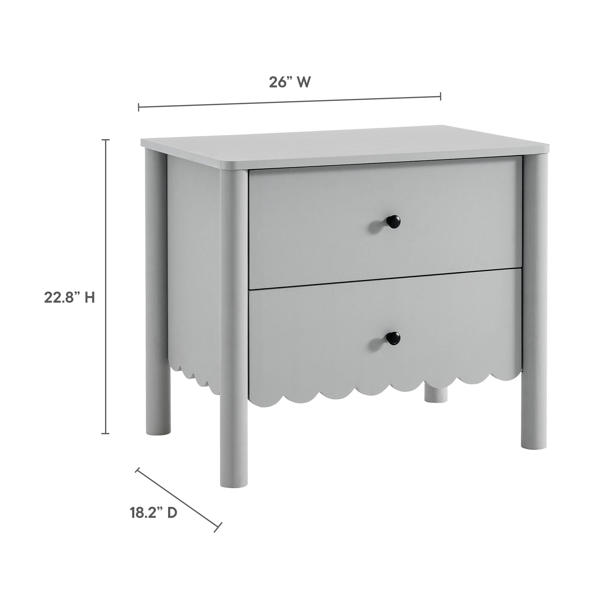 Emmeline Scalloped 2-Drawer Nightstand