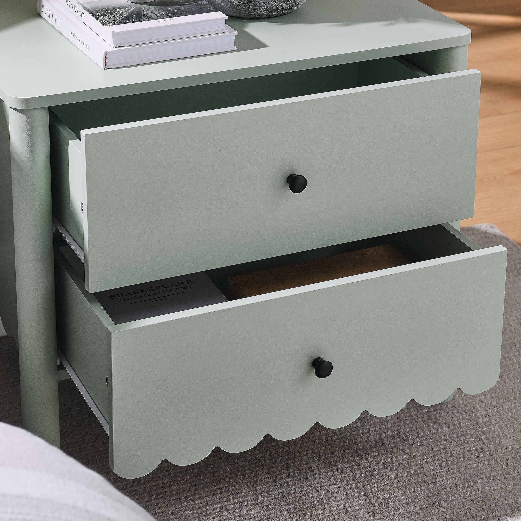 Emmeline Scalloped 2-Drawer Nightstand