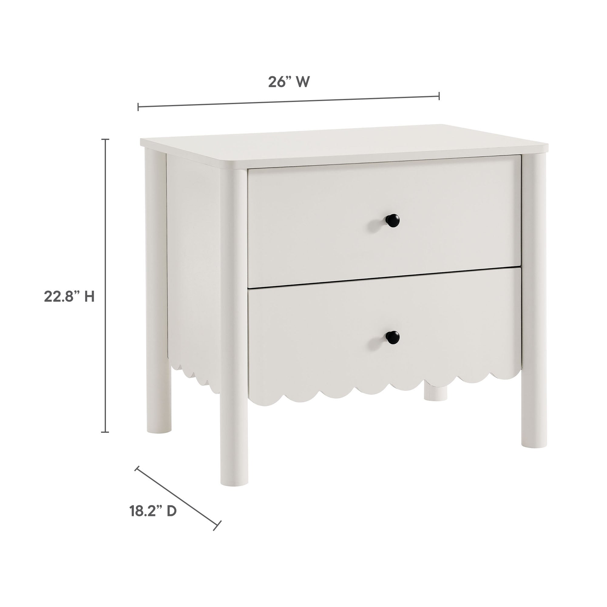 Emmeline Scalloped 2-Drawer Nightstand