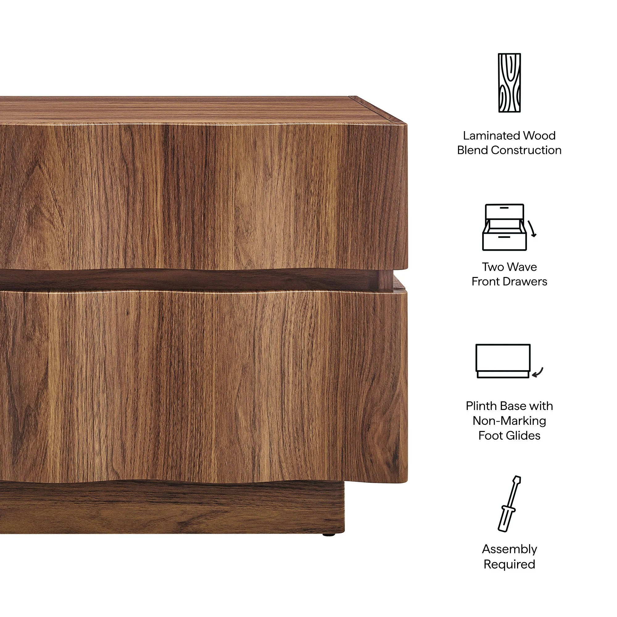 Isola 2 Drawer Nightstand in Light Oak Walnut