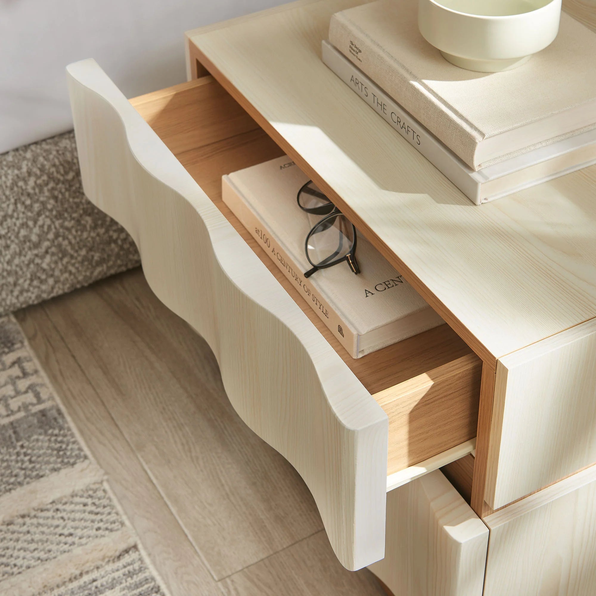 Isola 2 Drawer Nightstand in Light Oak Walnut