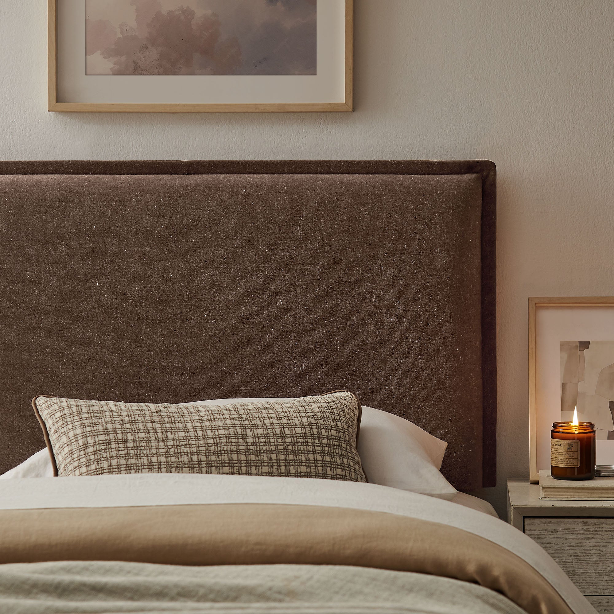 Camille Upholstered Linen Blend Queen Size Headboard