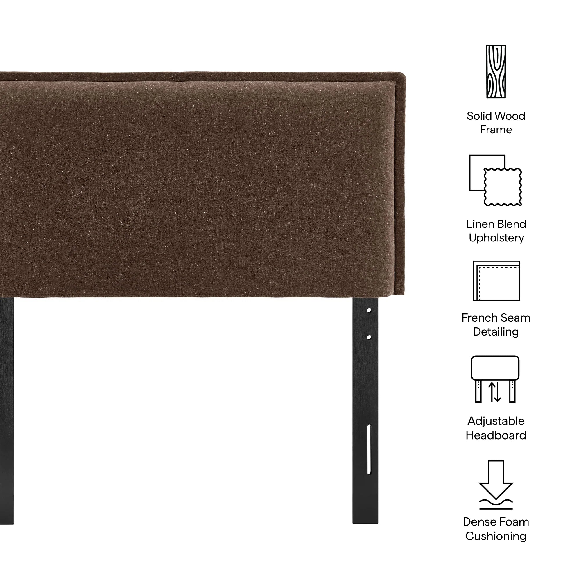Camille Upholstered Linen Blend Queen Size Headboard