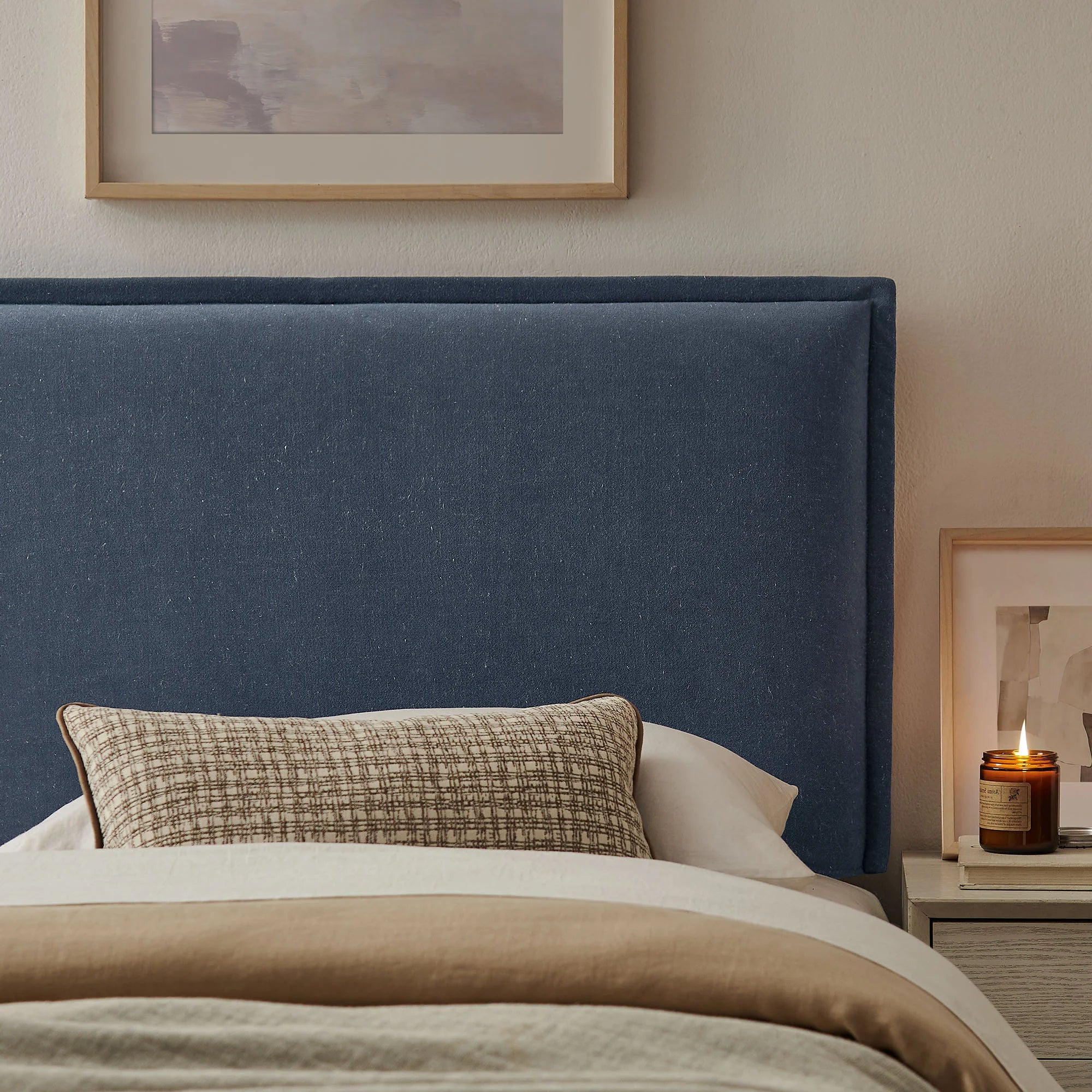 Camille Upholstered Linen Blend Queen Size Headboard