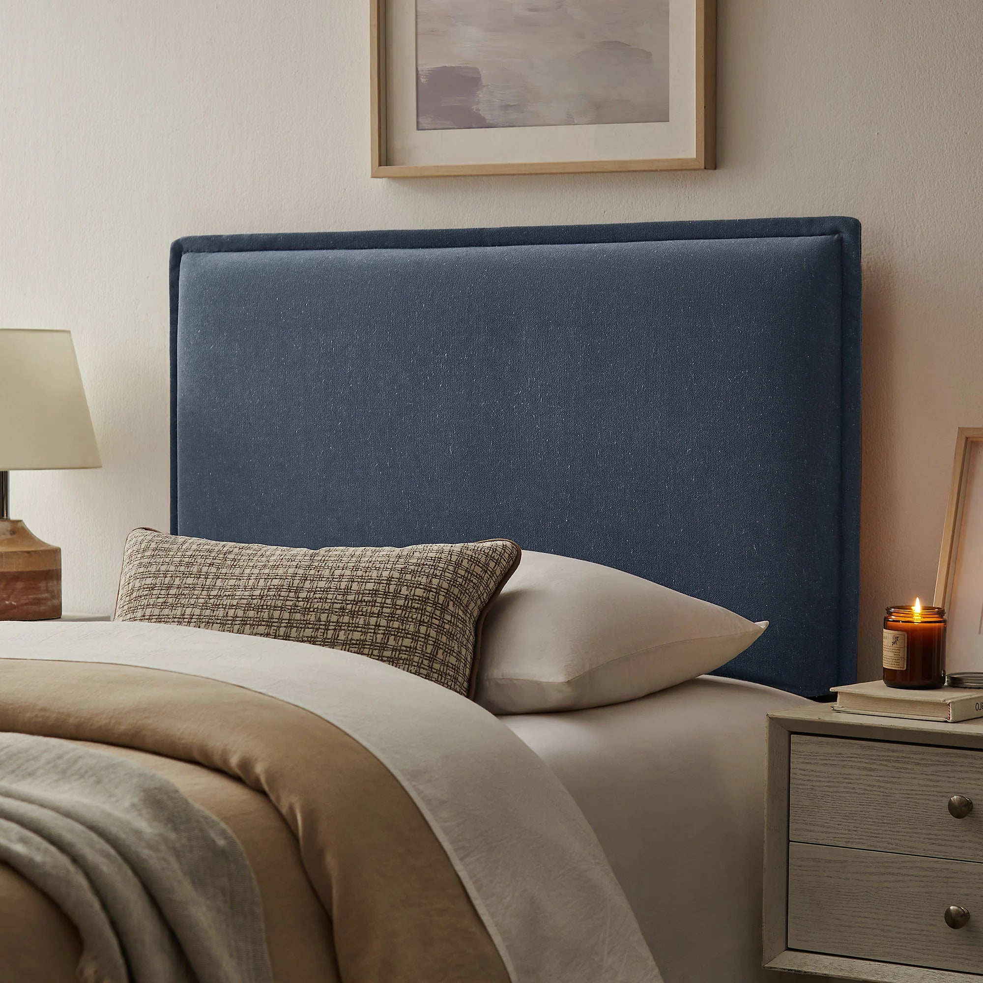 Camille Upholstered Linen Blend Queen Size Headboard