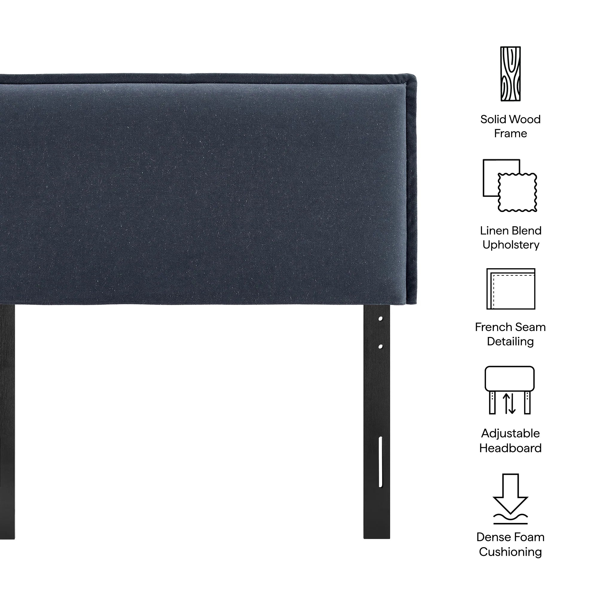 Camille Upholstered Linen Blend Queen Size Headboard