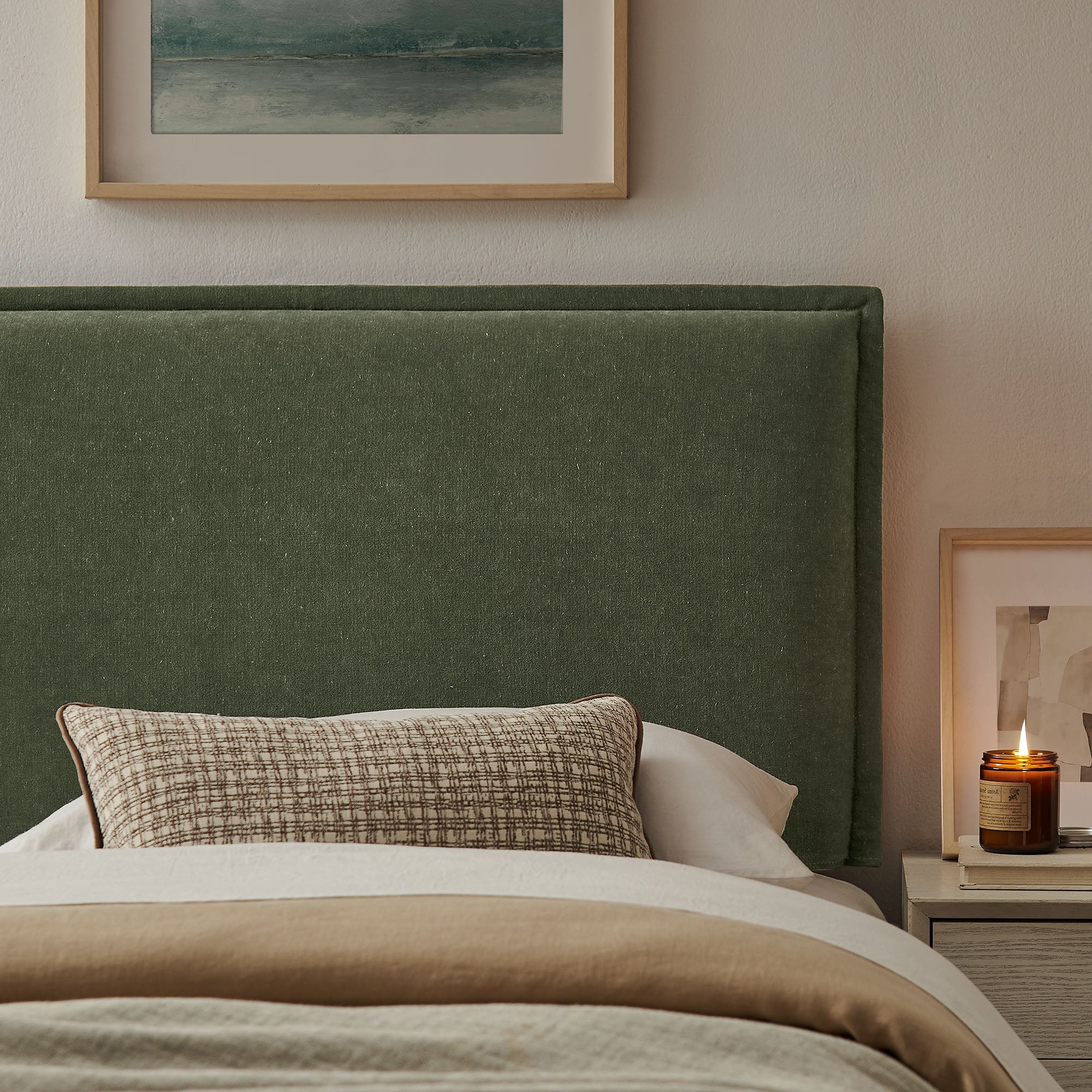 Camille Upholstered Linen Blend Queen Size Headboard
