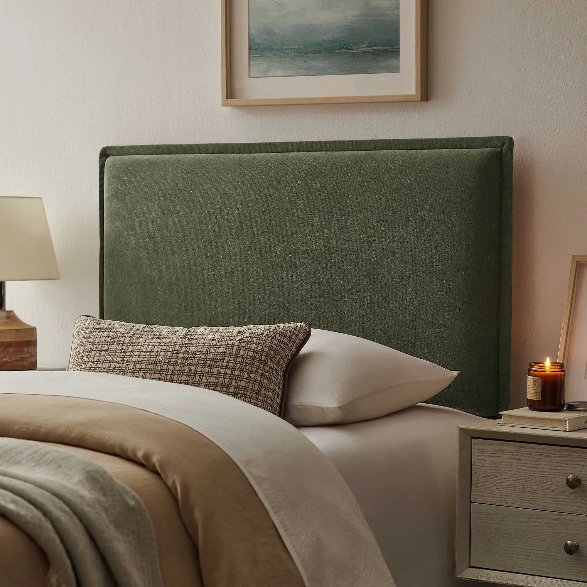 Camille Upholstered Linen Blend Queen Size Headboard