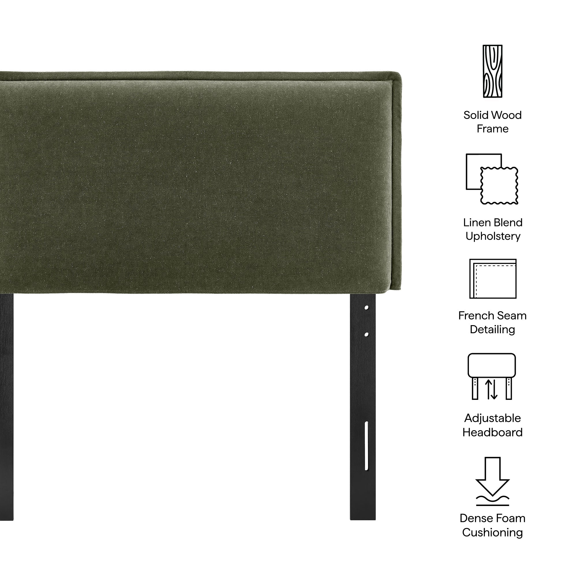 Camille Upholstered Linen Blend Queen Size Headboard
