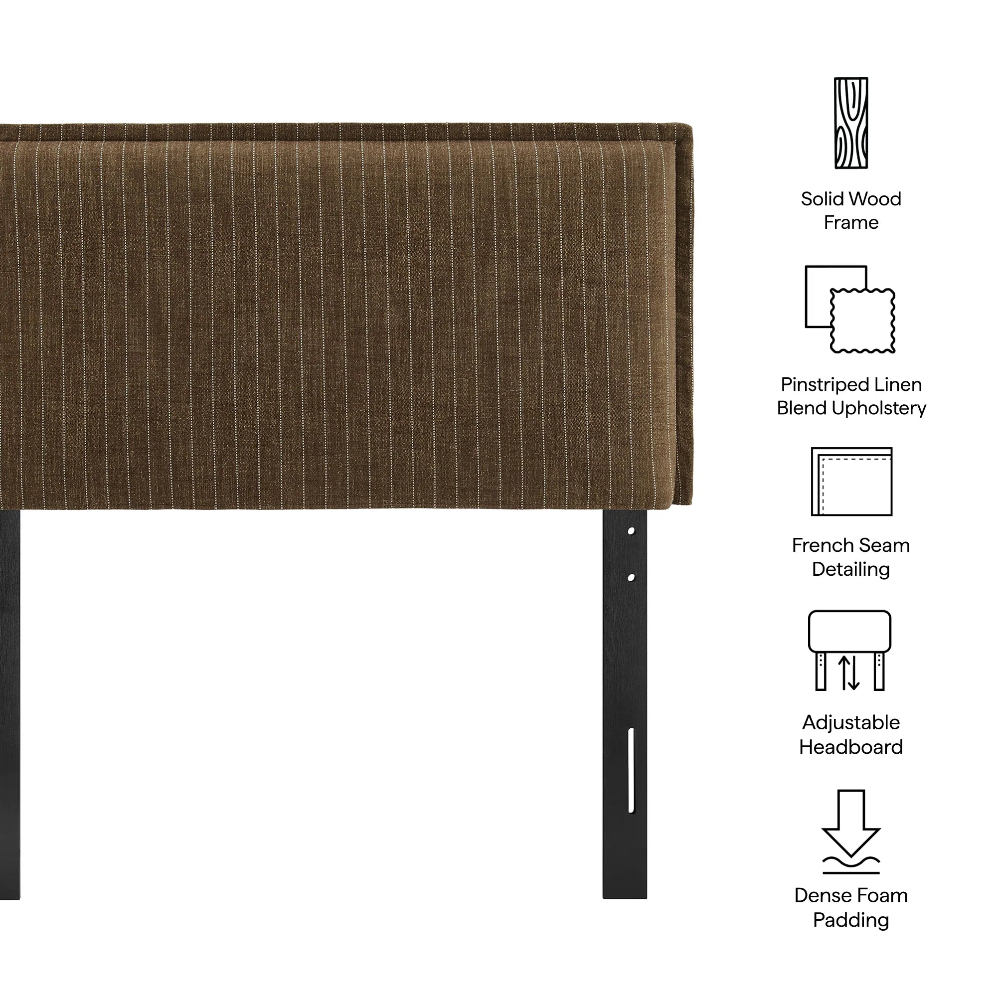 Camille Striped Linen Blend Queen Size Headboard