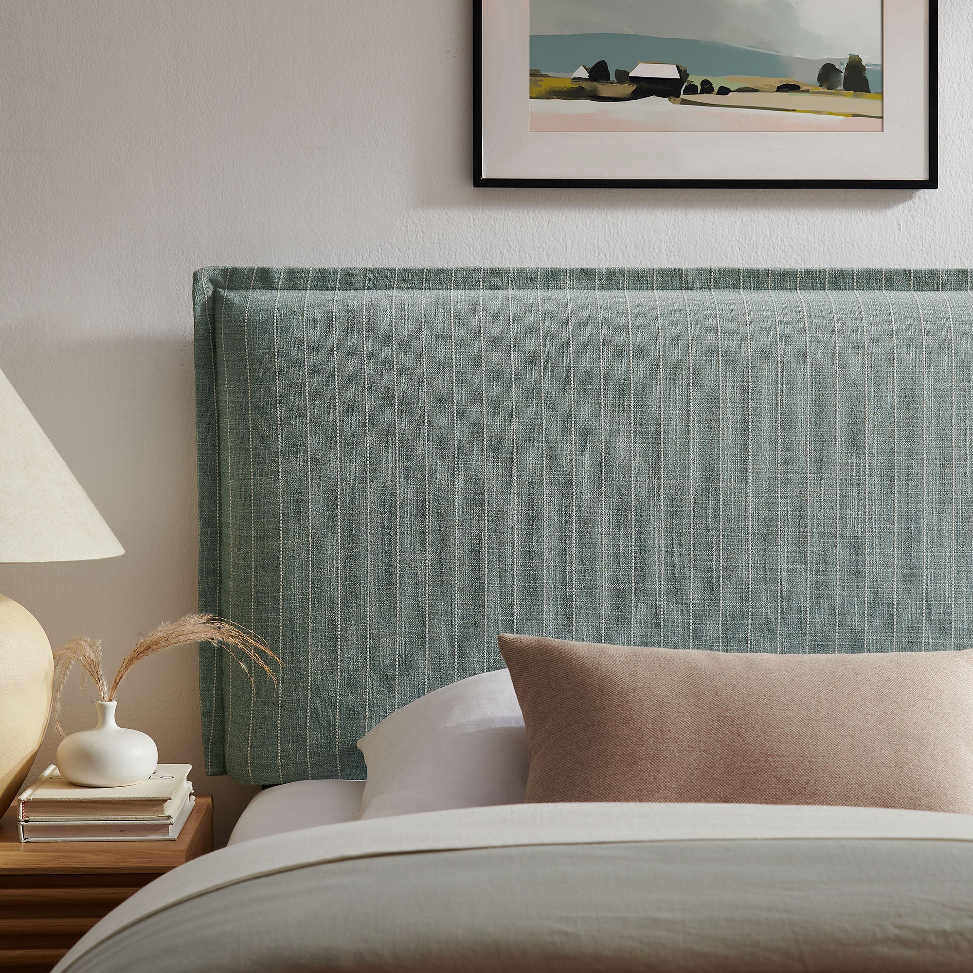 Camille Striped Linen Blend Queen Size Headboard