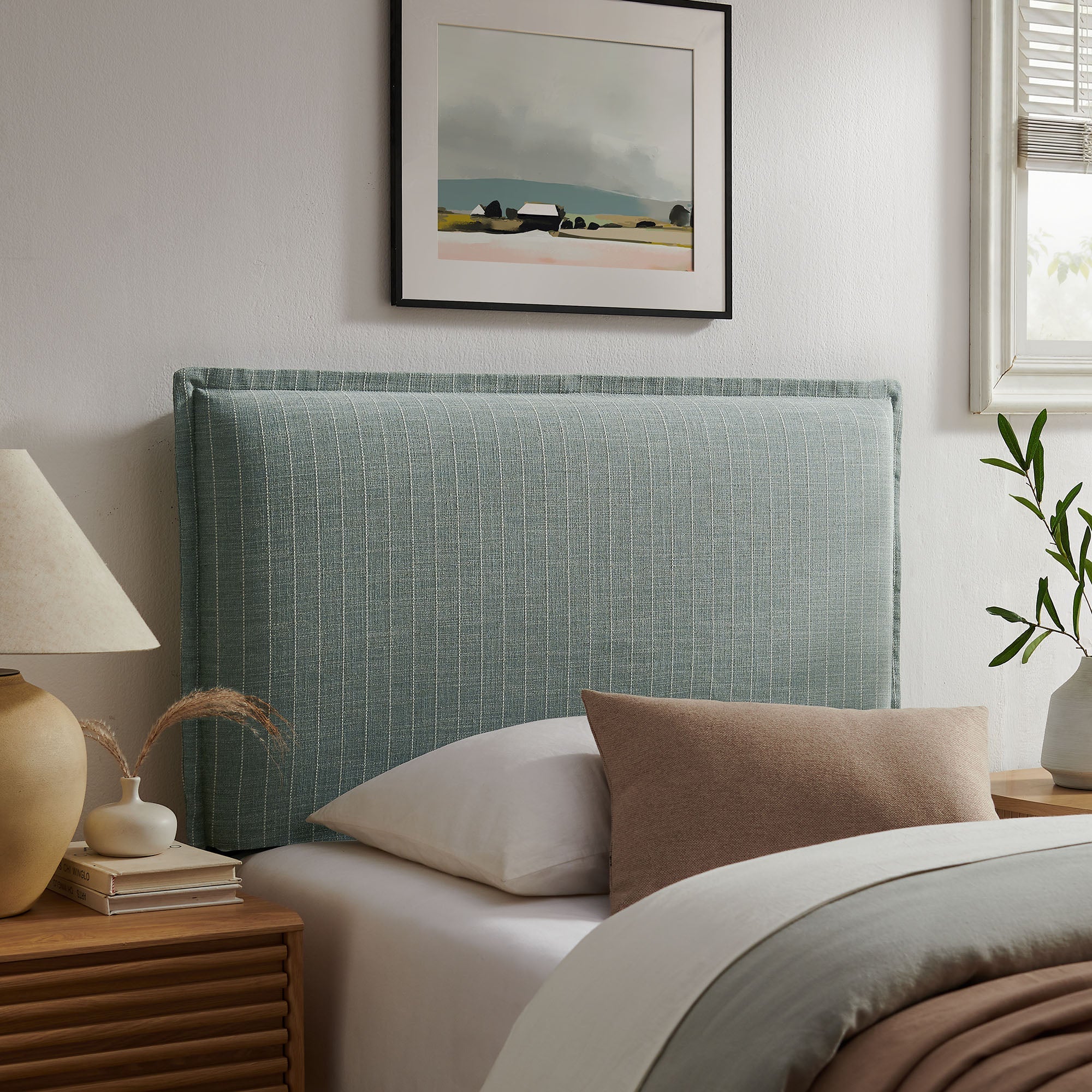 Camille Striped Linen Blend Queen Size Headboard