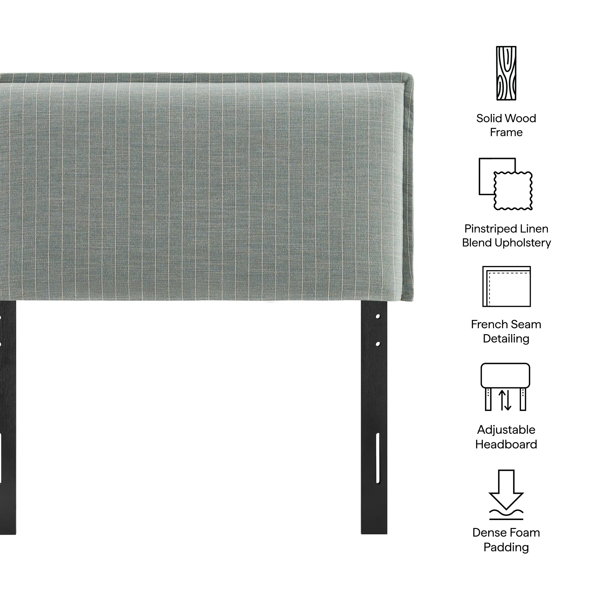 Camille Striped Linen Blend Queen Size Headboard