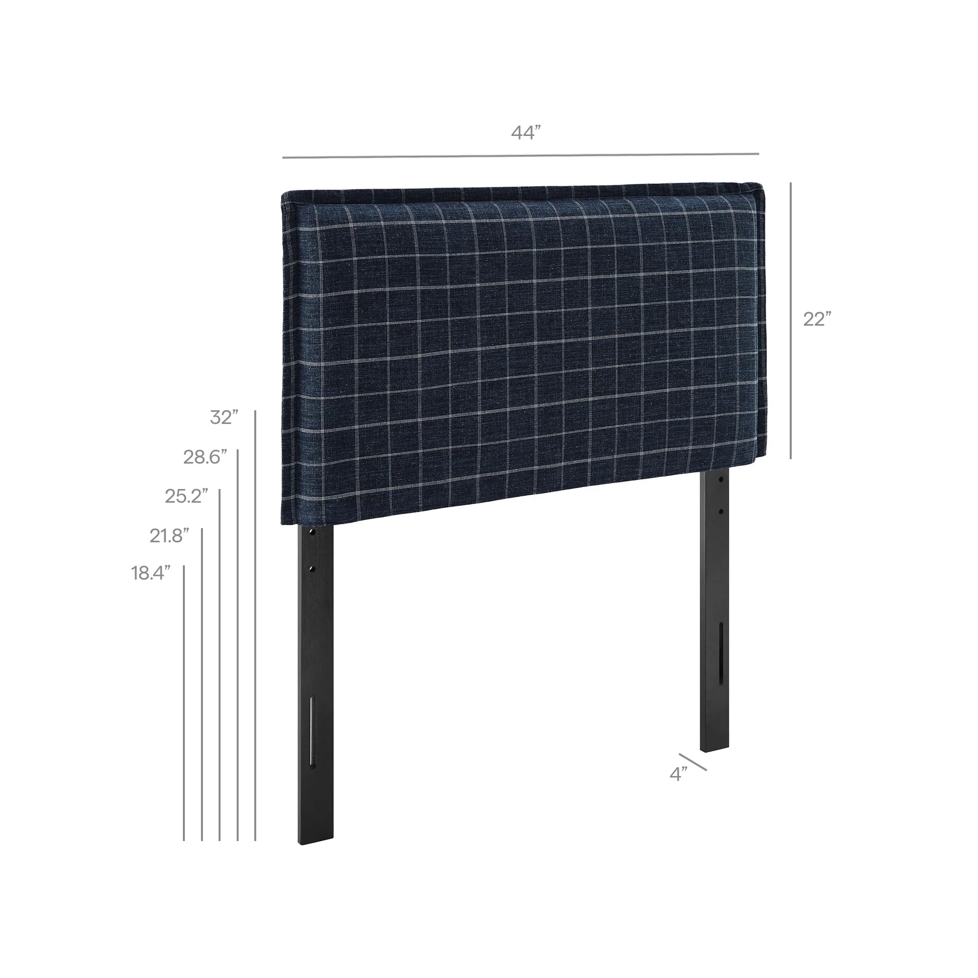 Camille Checkered Linen Blend Queen Size Headboard