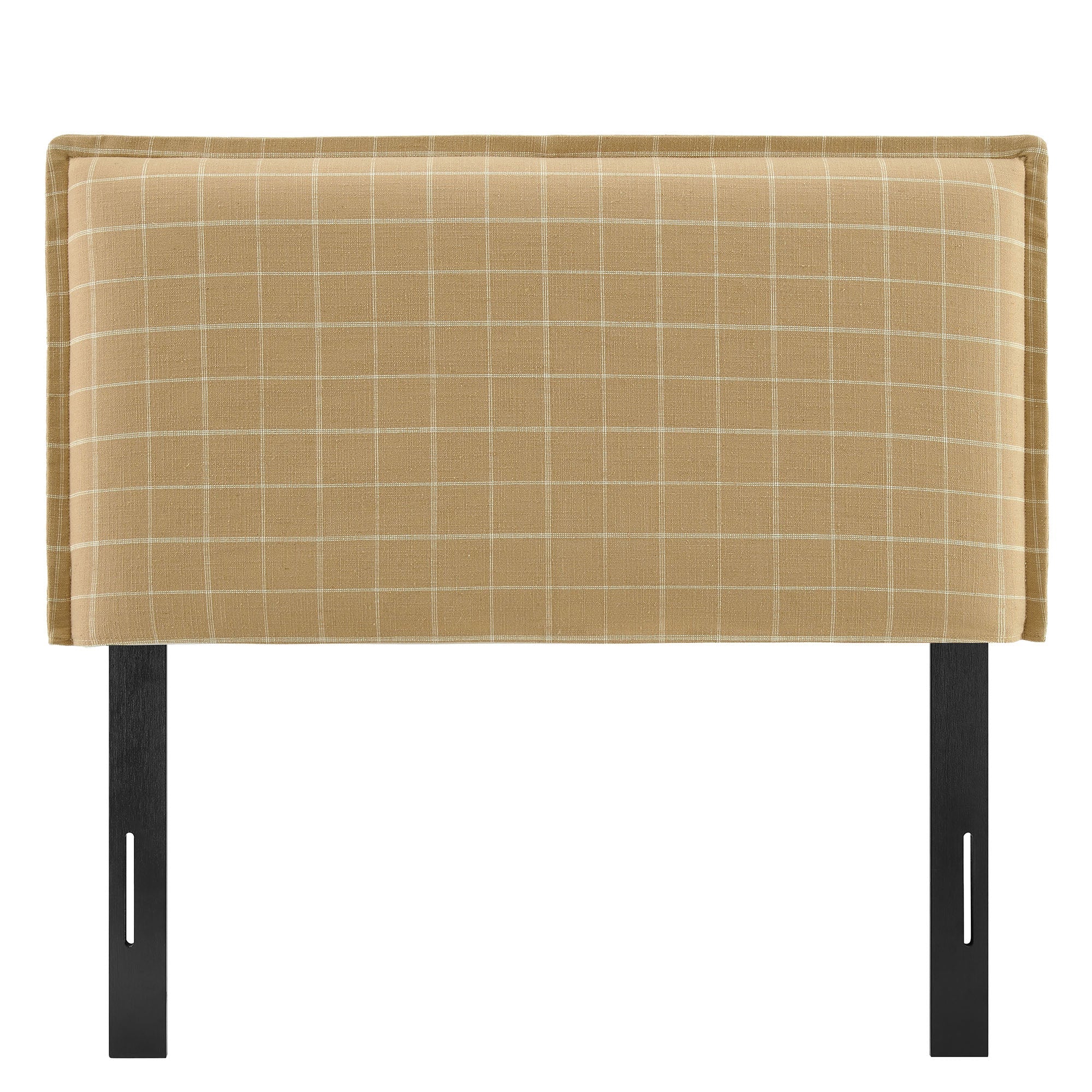 Camille Checkered Linen Blend Queen Size Headboard
