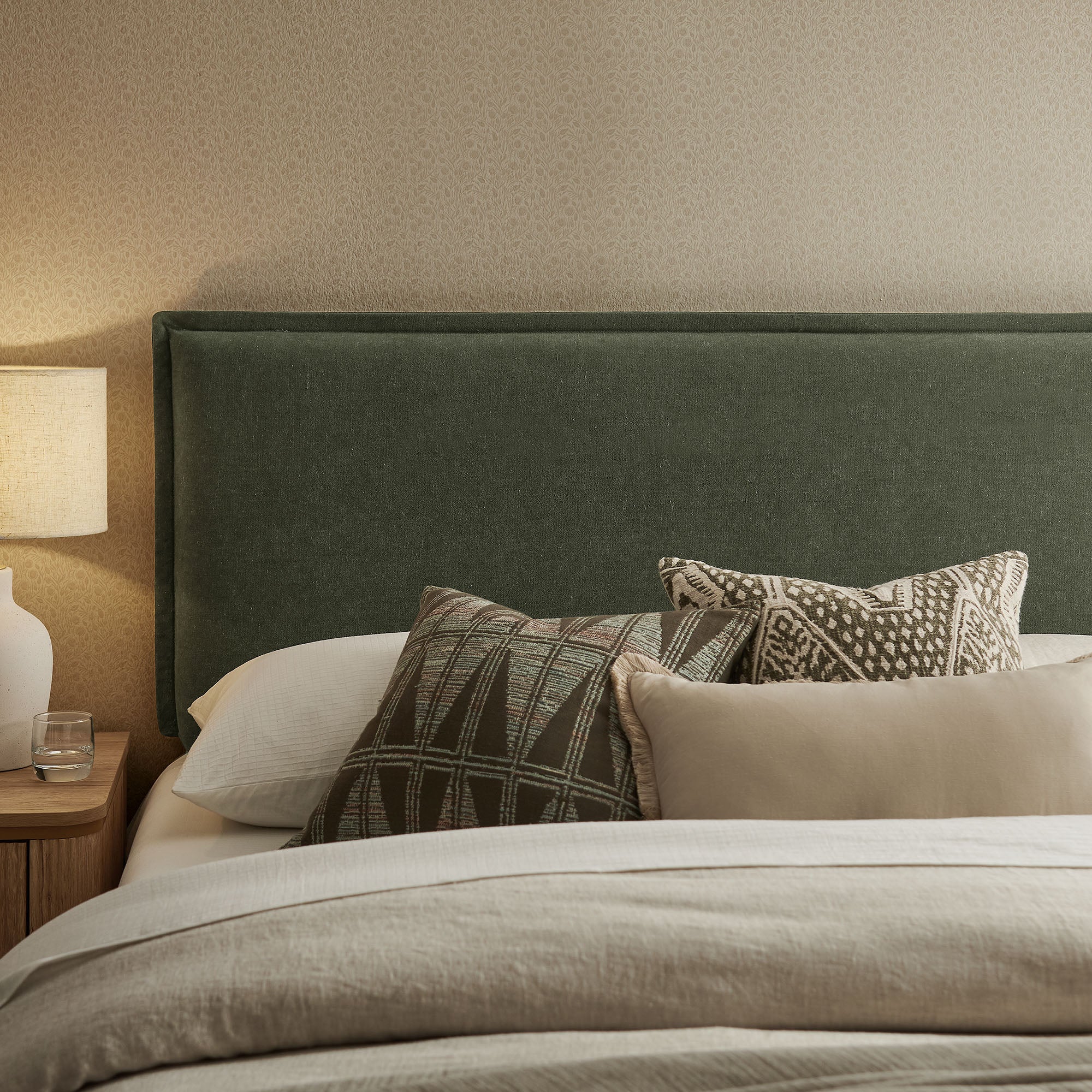 Camille Upholstered Linen Blend Queen Size Headboard