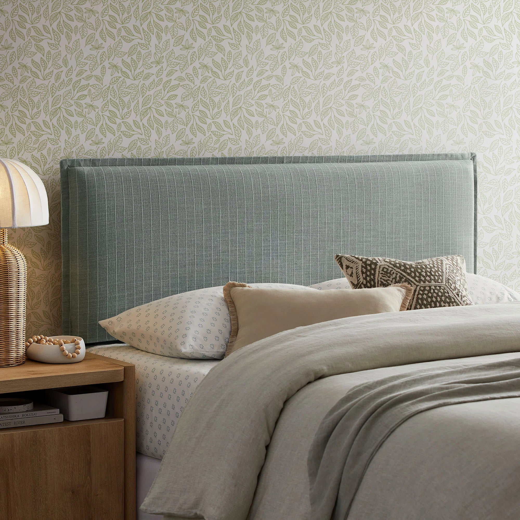 Camille Striped Linen Blend Queen Size Headboard