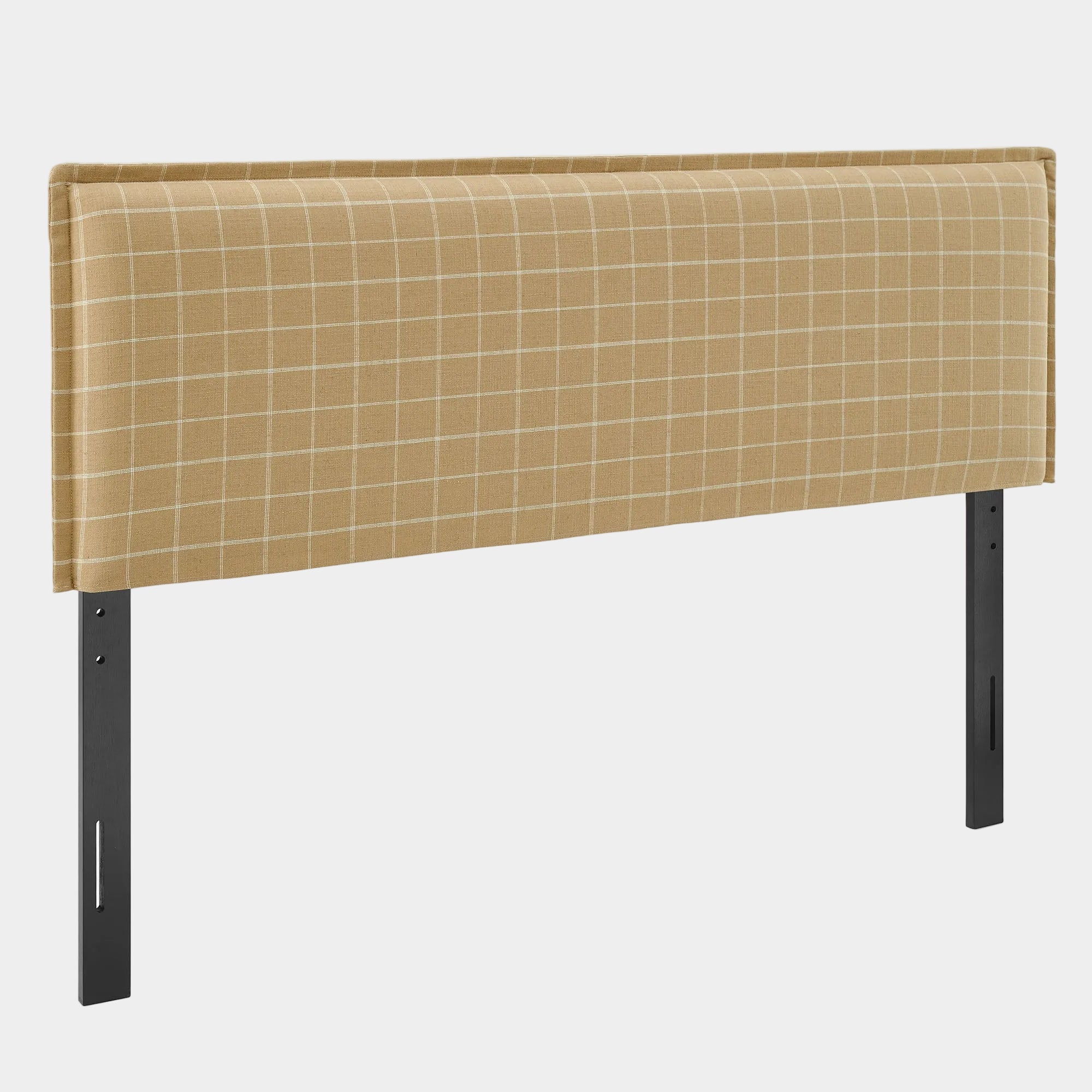 Camille Checkered Linen Blend Queen Size Headboard