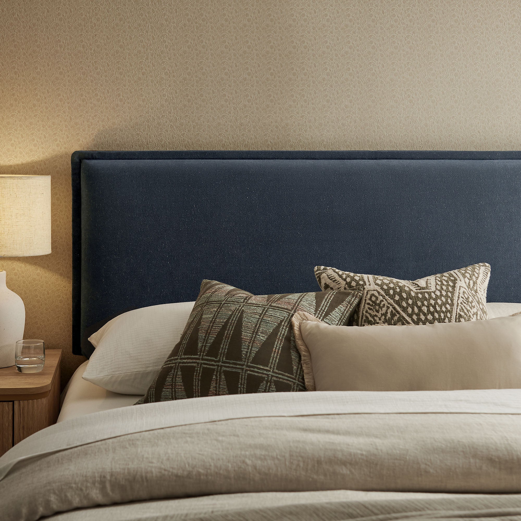 Camille Upholstered Linen Blend Queen Size Headboard