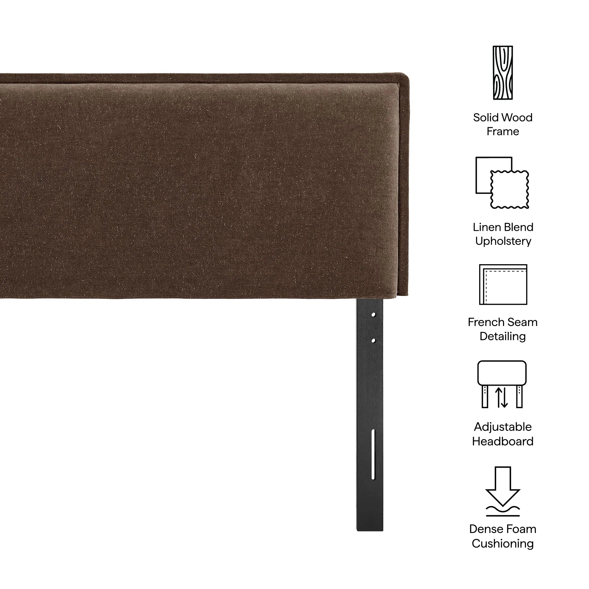 Camille Upholstered Linen Blend Queen Size Headboard