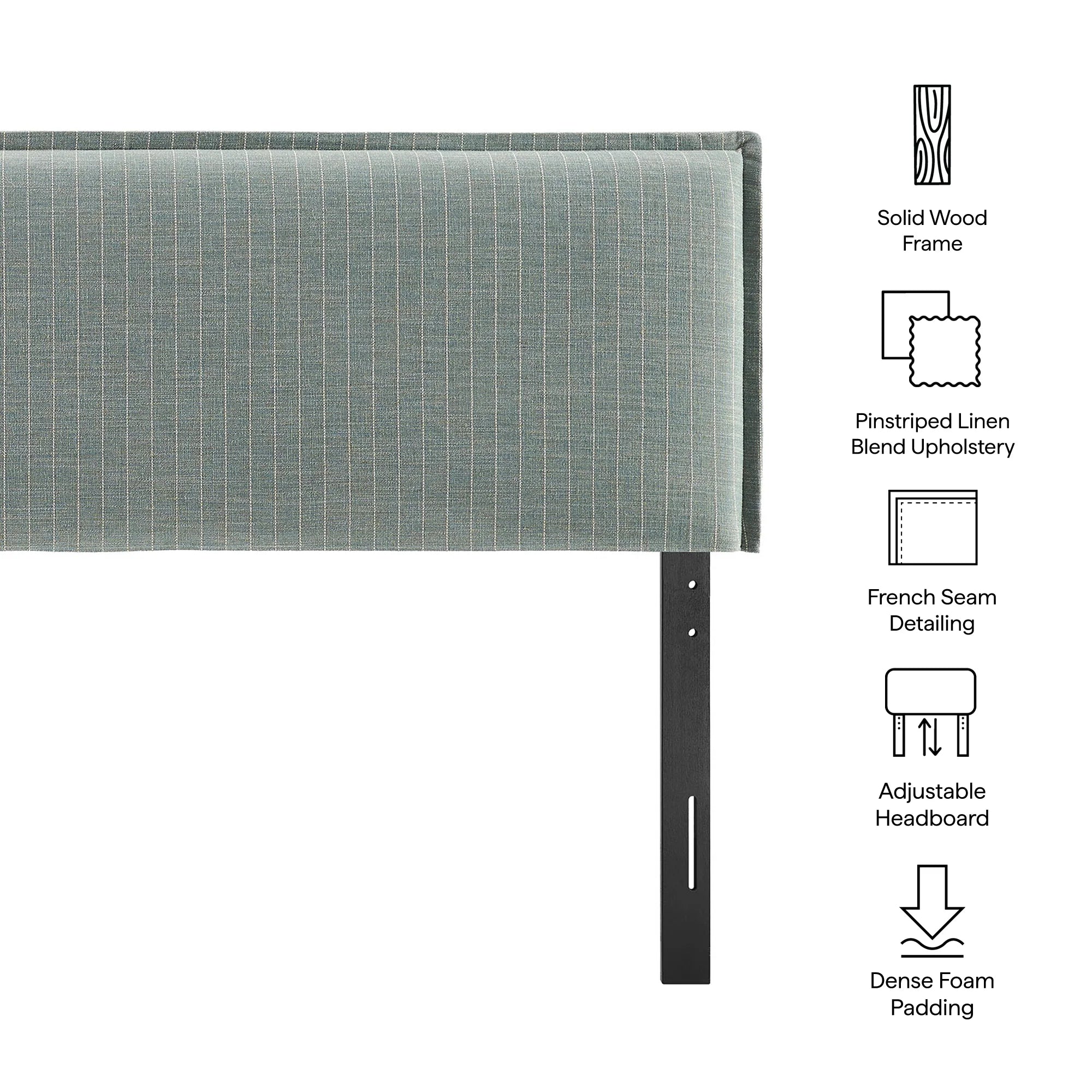Camille Striped Linen Blend Queen Size Headboard