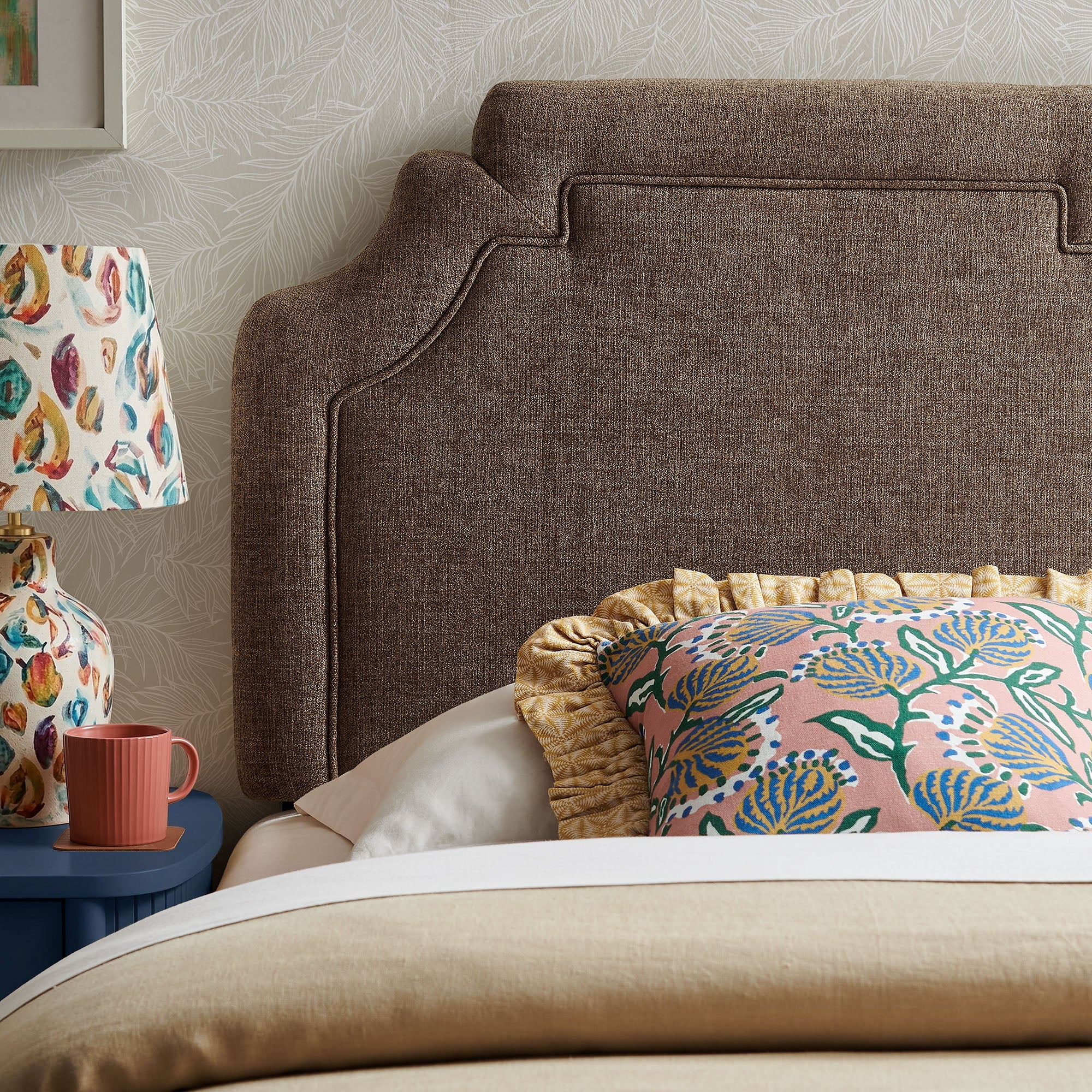 Magnolia Upholstered Fabric Queen Size Headboard