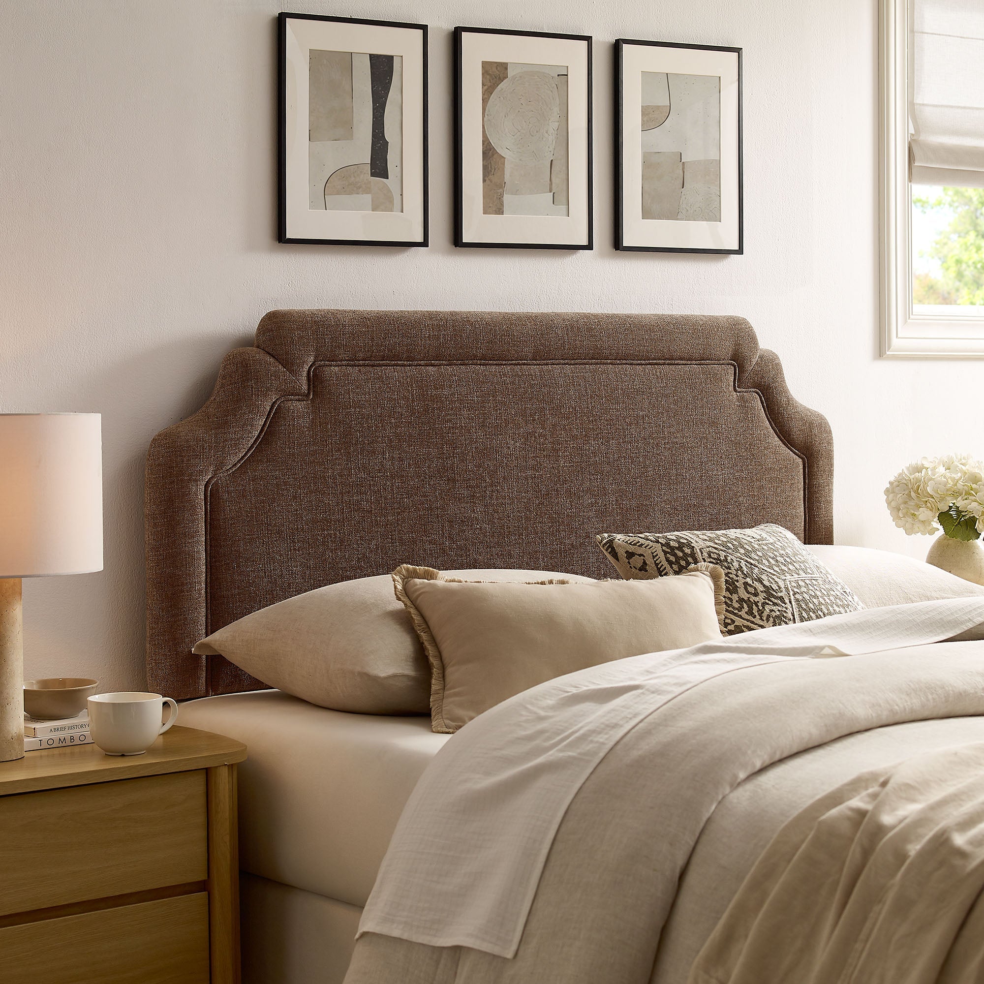 Magnolia Upholstered Fabric Queen Size Headboard