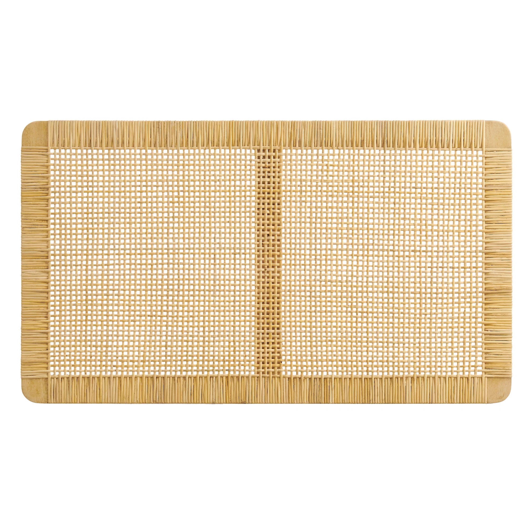 Sandy Wall Mounted Wood and Rattan Queen Size Headboard