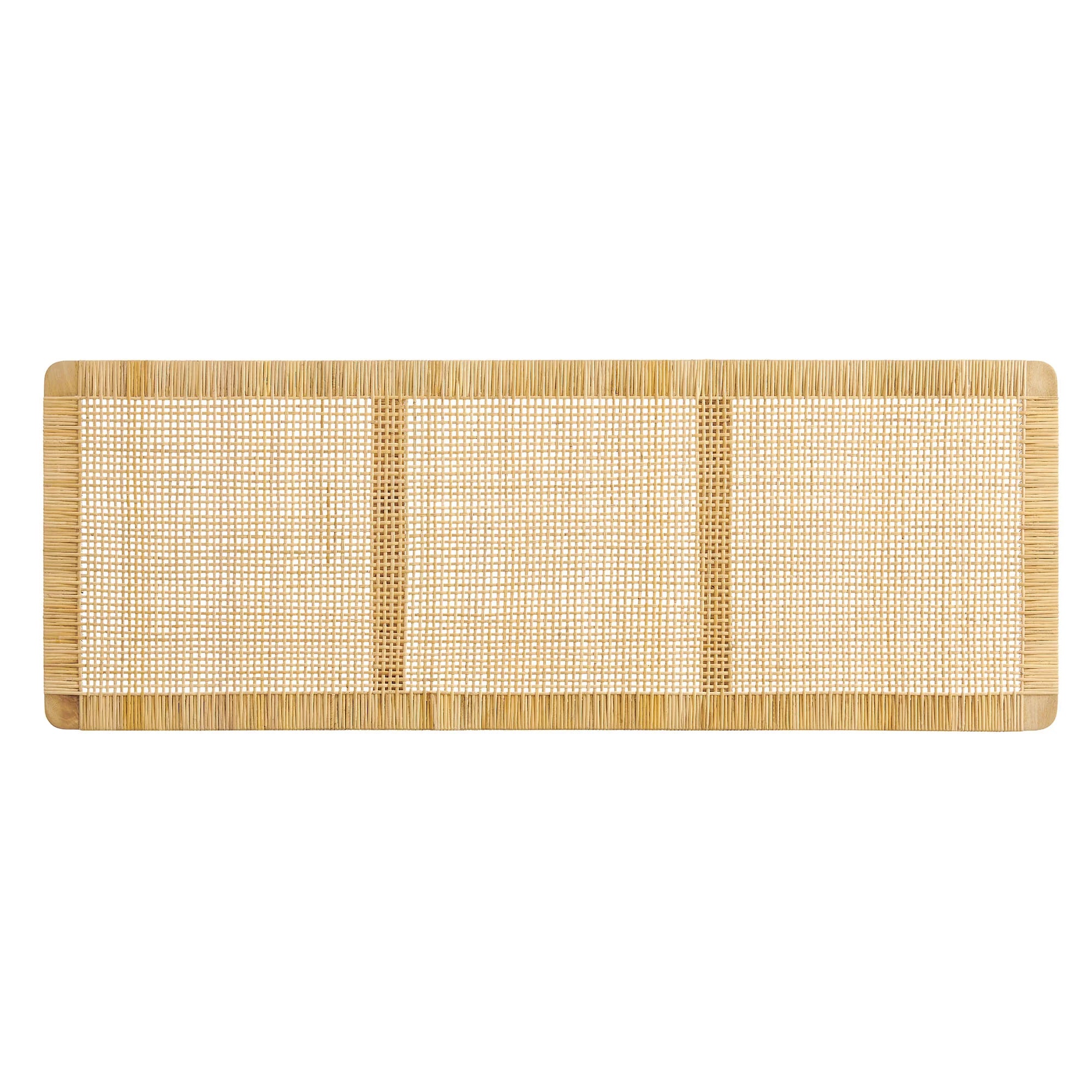 Sandy Wall Mounted Wood and Rattan Queen Size Headboard
