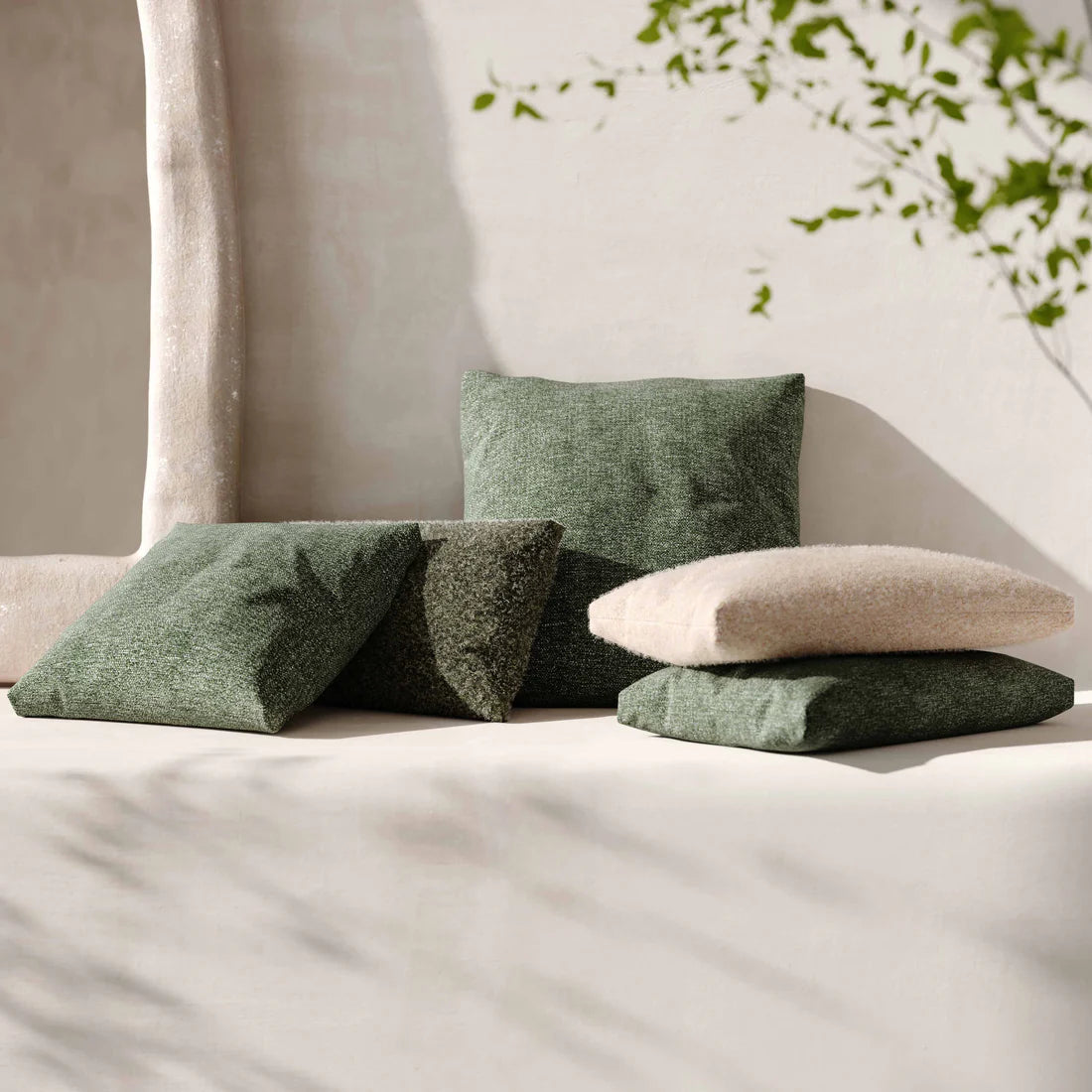 Malolo Green Basketweave Square Vegan-Down Pillow
