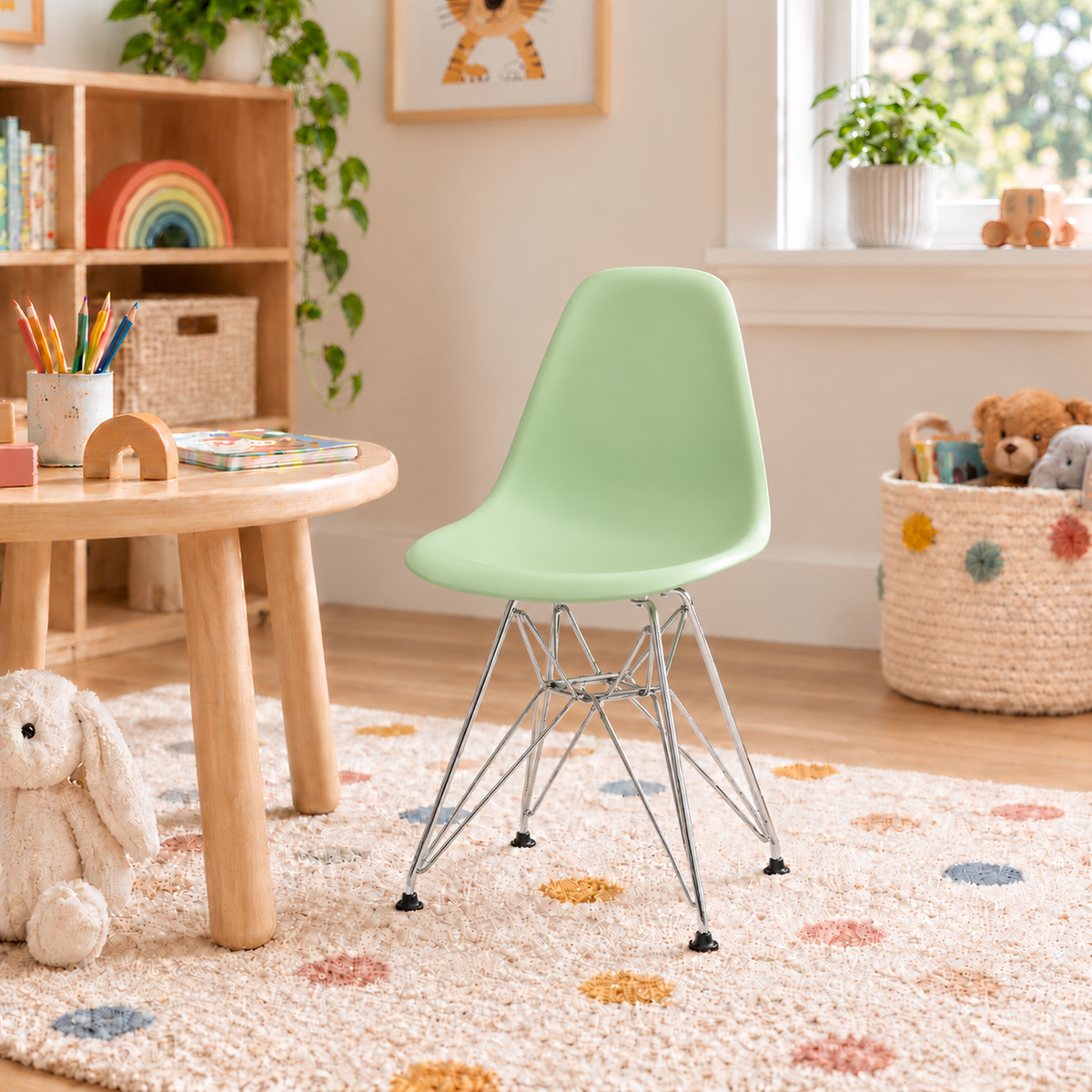 Eames Eiffel Molded Plastic Kids Chair - Chrome legs