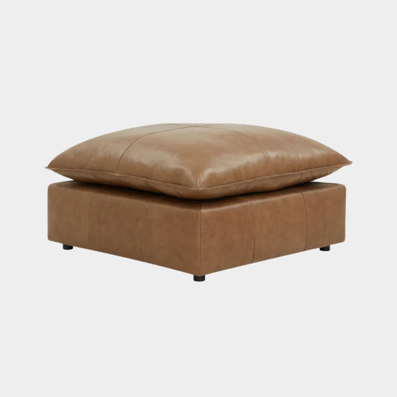 Cali Brown Leather Ottoman