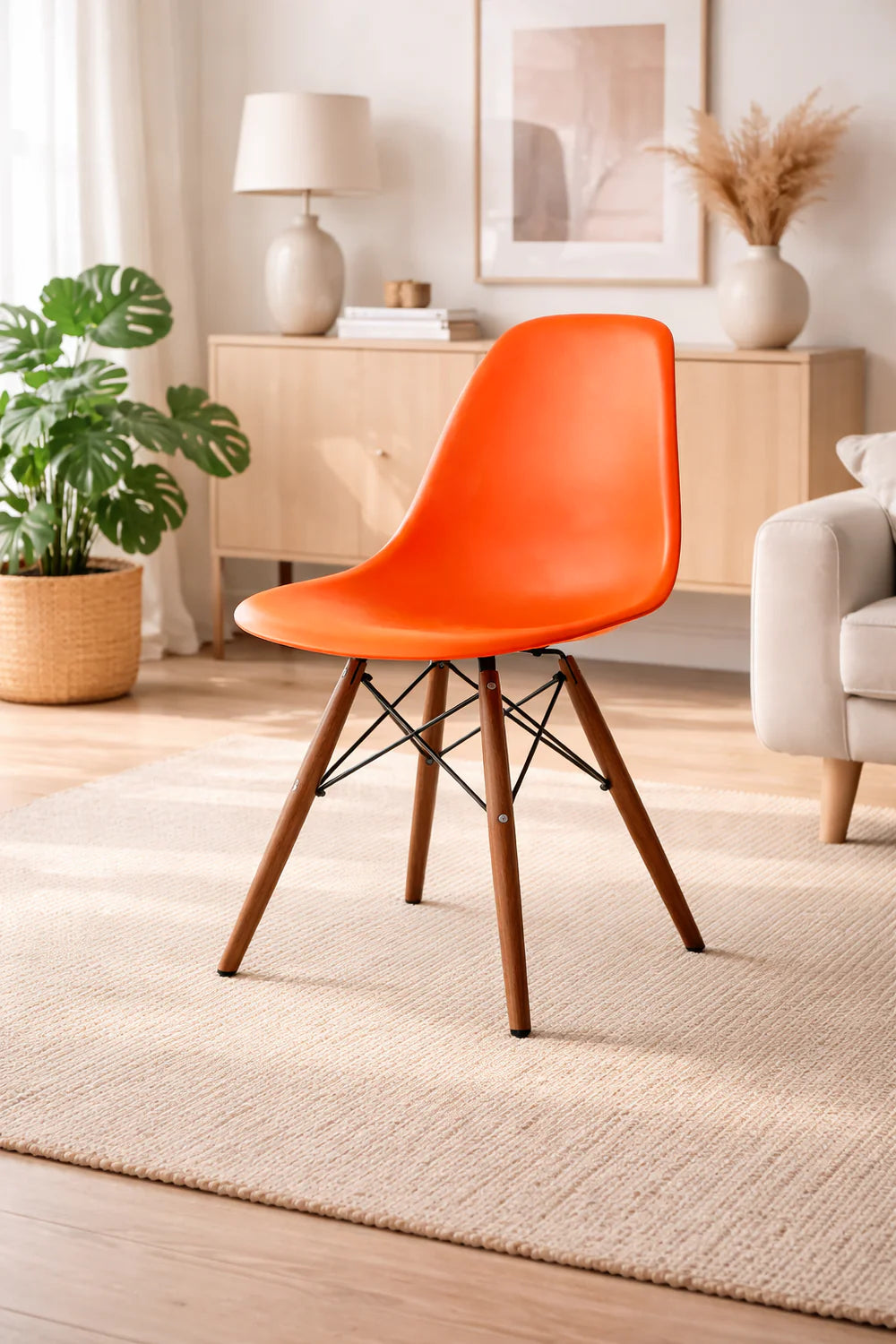 Eames Eiffel Molded Plastic Chair (Walnut Base)