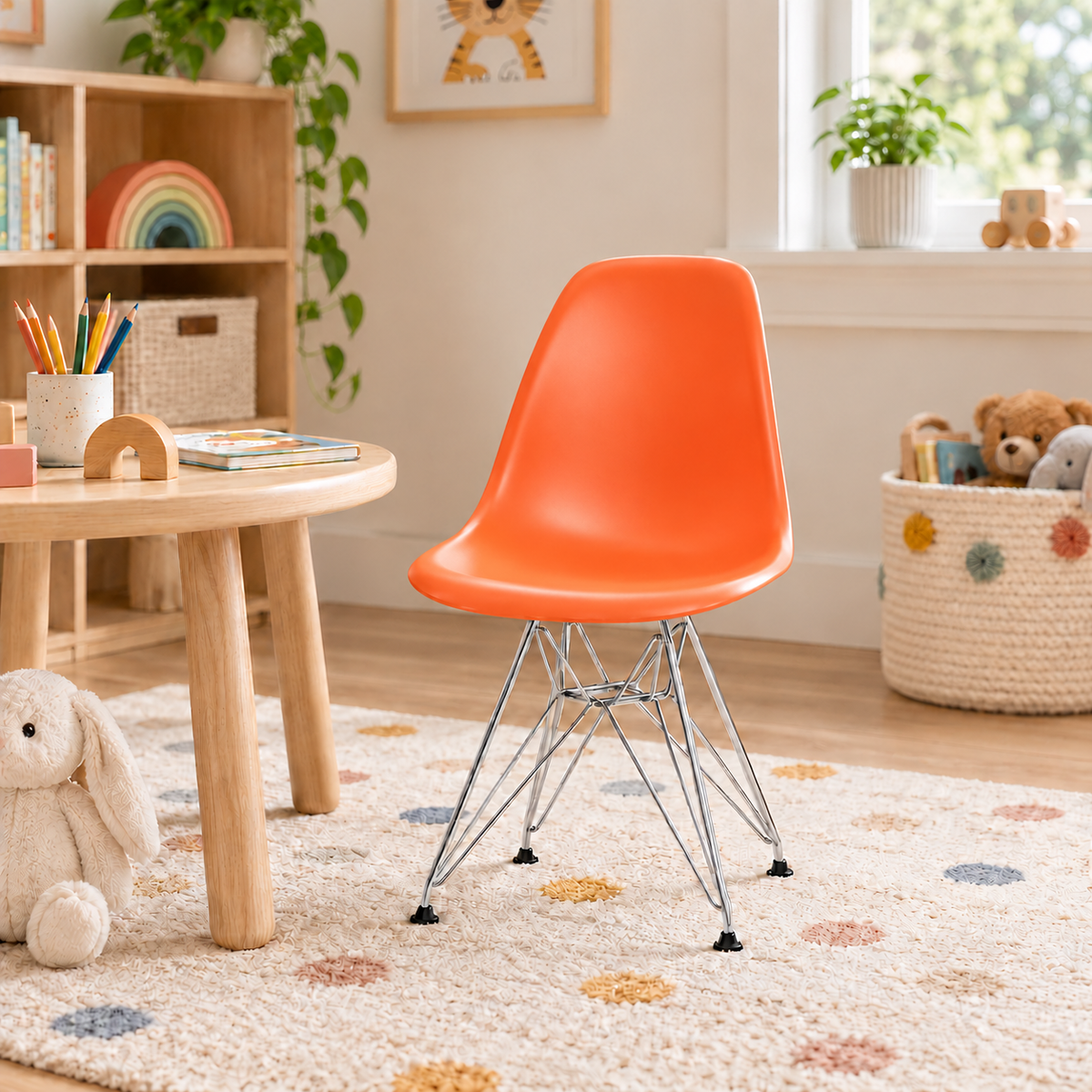 Eames Eiffel Molded Plastic Kids Chair - Chrome legs