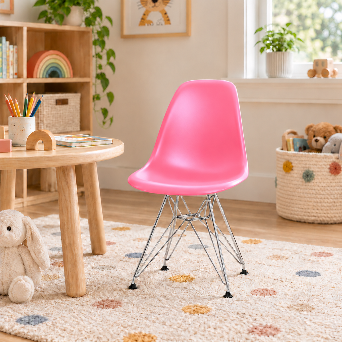 Eames Eiffel Molded Plastic Kids Chair - Chrome legs