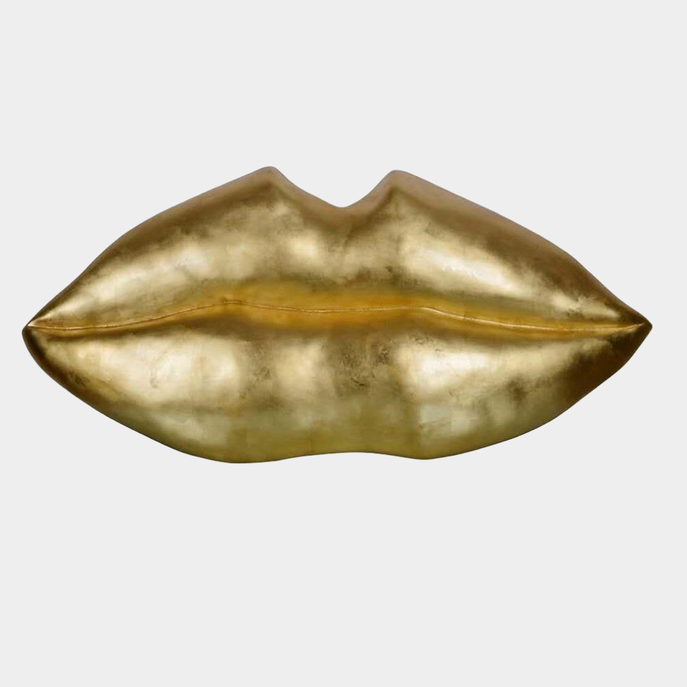 Polyresin Golden Lip Sculpture