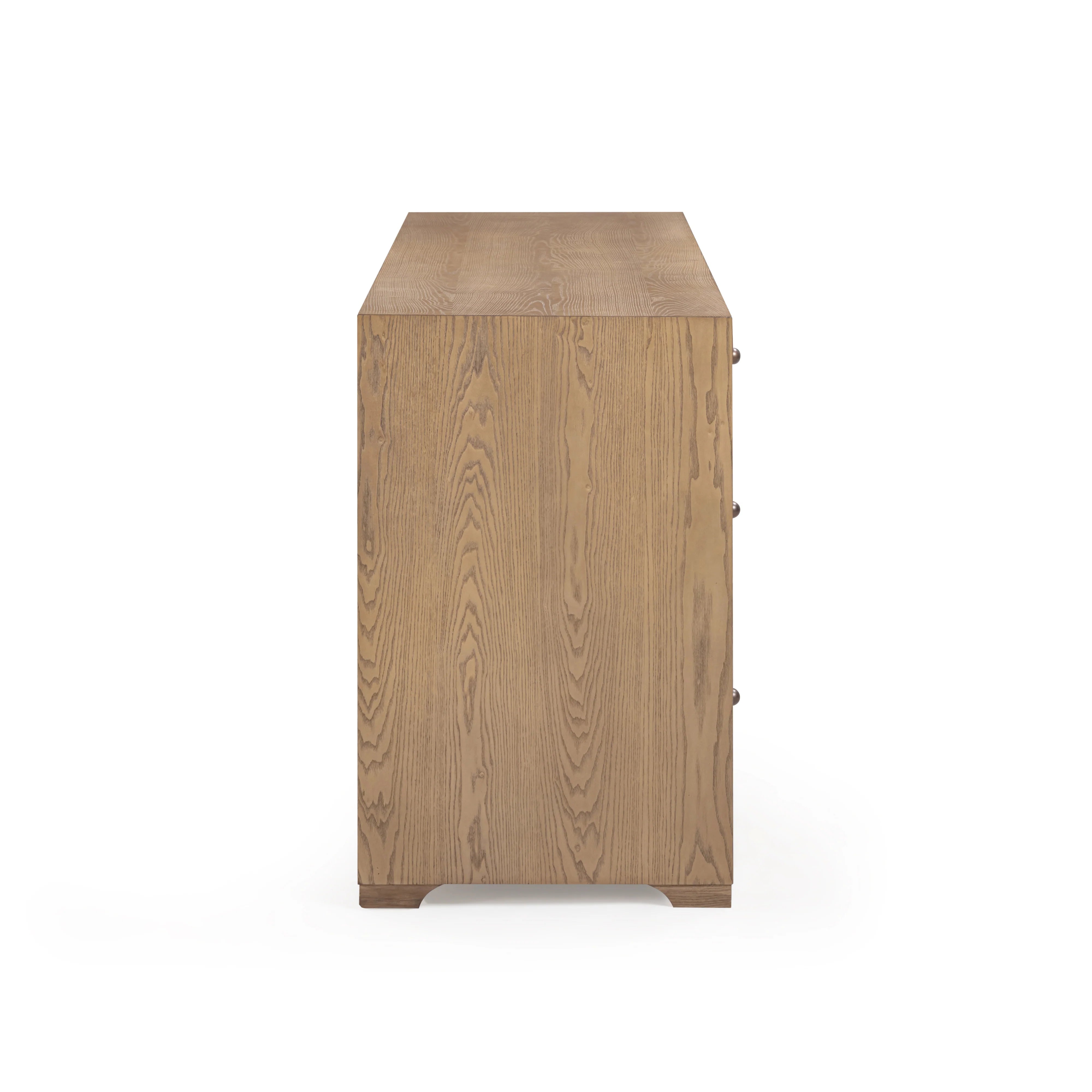 Laurentis 64" Light Taupe Suede and Wood 6-Drawer Dresser