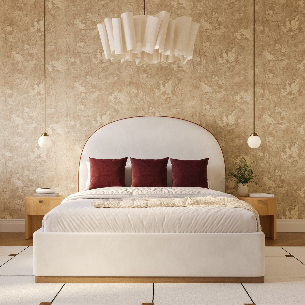 Marlow Cream Velvet  Bed