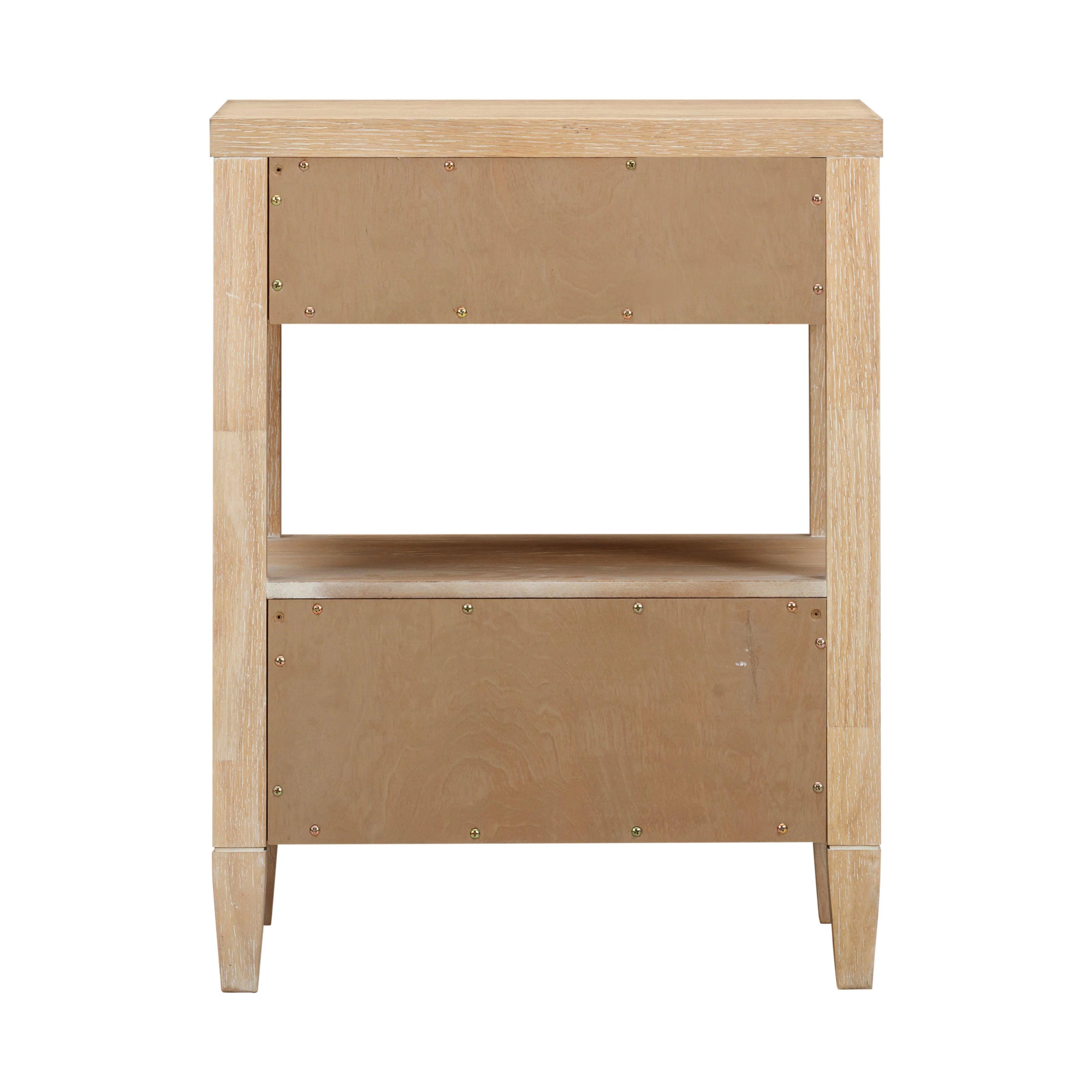 Bristol Park 20" Whitewashed Oak Wood 2-Drawer Nightstand