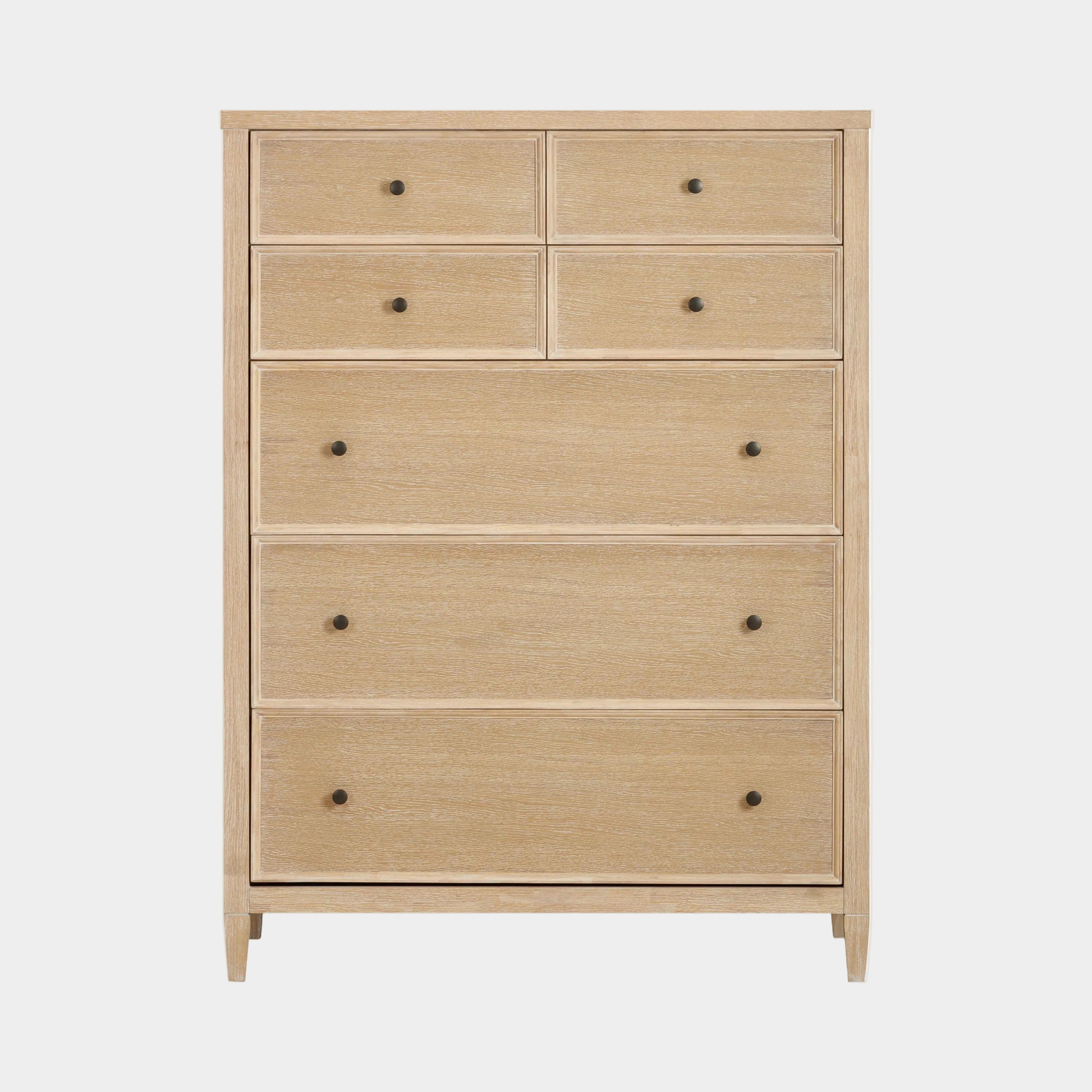 Bristol Park 40" Whitewashed Oak Wood 7-Drawer Chest