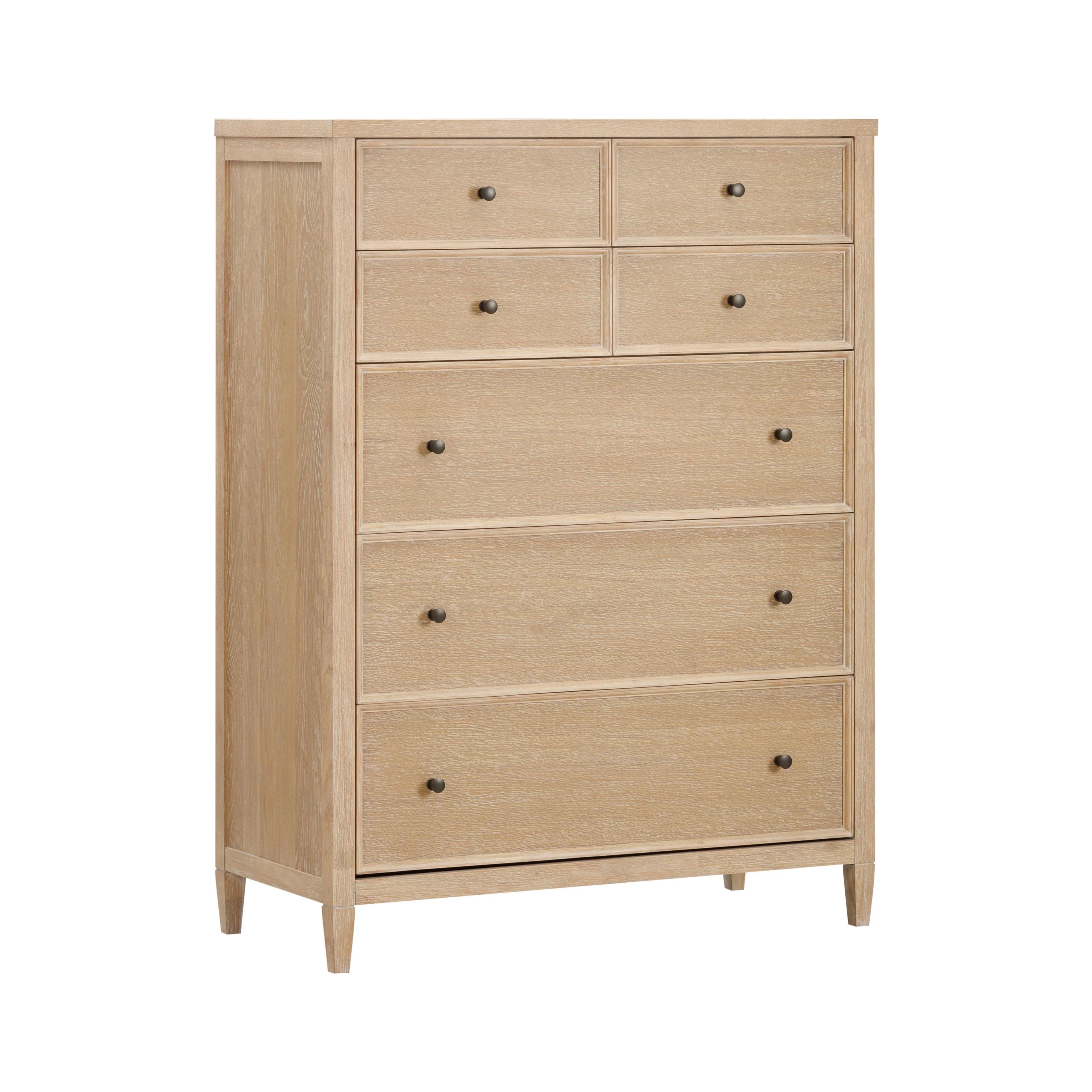 Bristol Park 40" Whitewashed Oak Wood 7-Drawer Chest