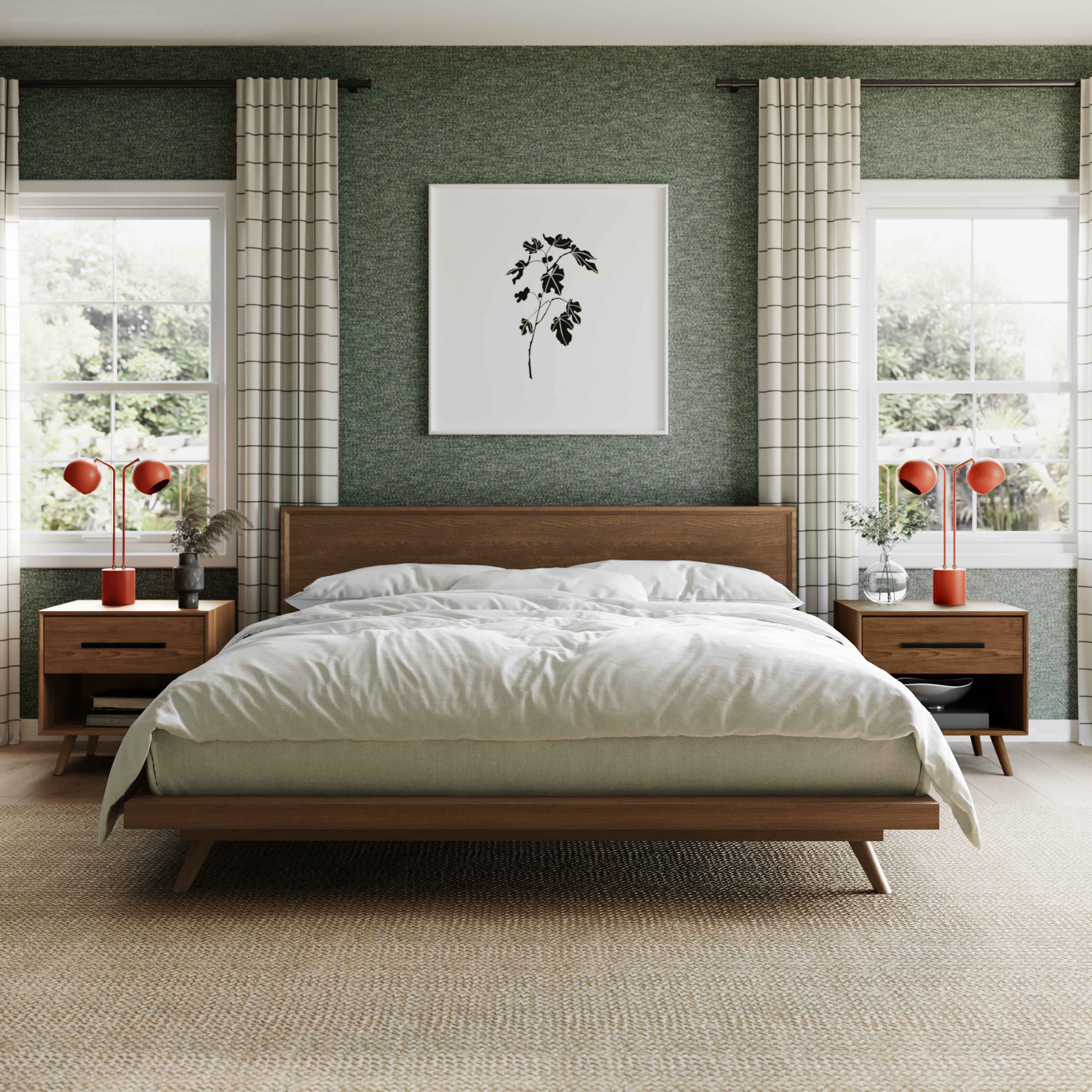 Emery Walnut Wood Platform Bed